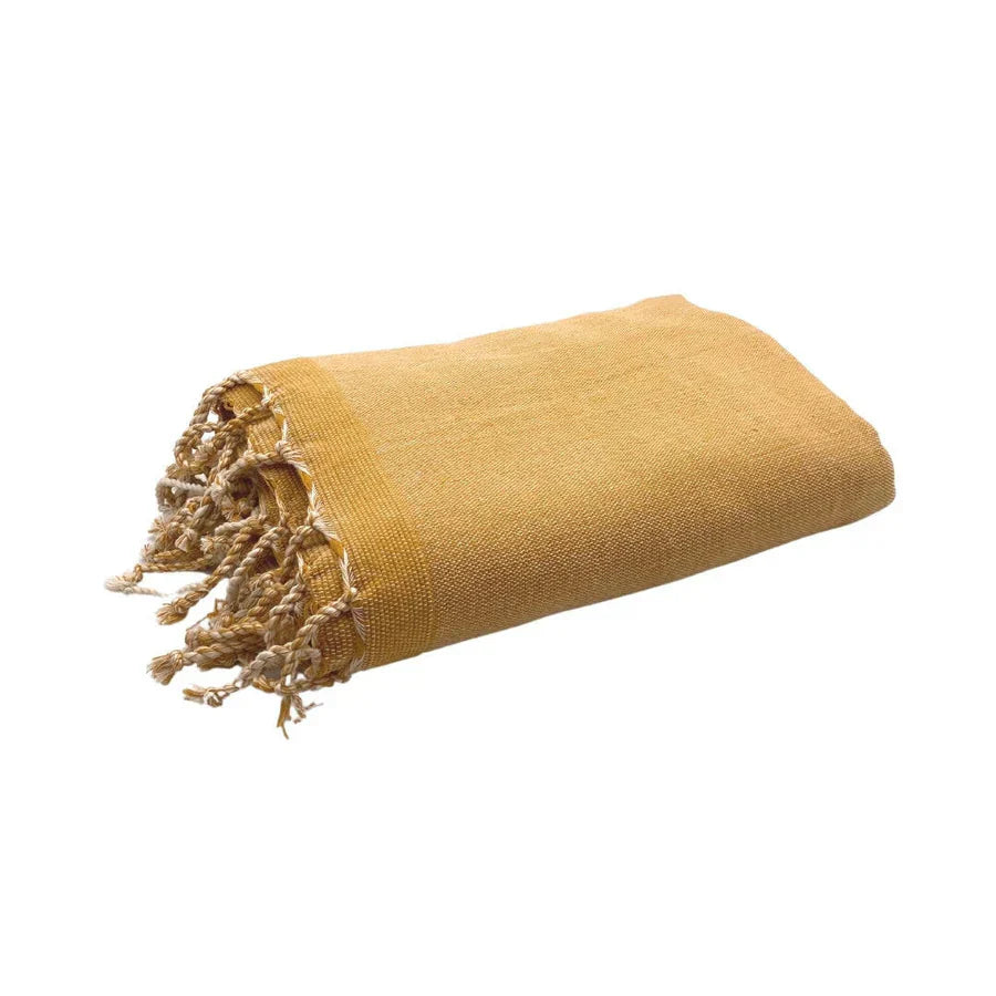 Fouta Doublée Éponge - Jaune Moutarde