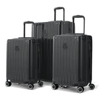 Trio de valises rigides GYL Intemporelle gris foncé avec coques nervurées et poignées télescopiques.  #couleur_gris foncé