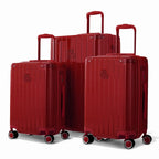Trio de valises rigides GYL Intemporelle Rouge foncé avec coques nervurées et poignées télescopiques.  #couleur_rouge foncé