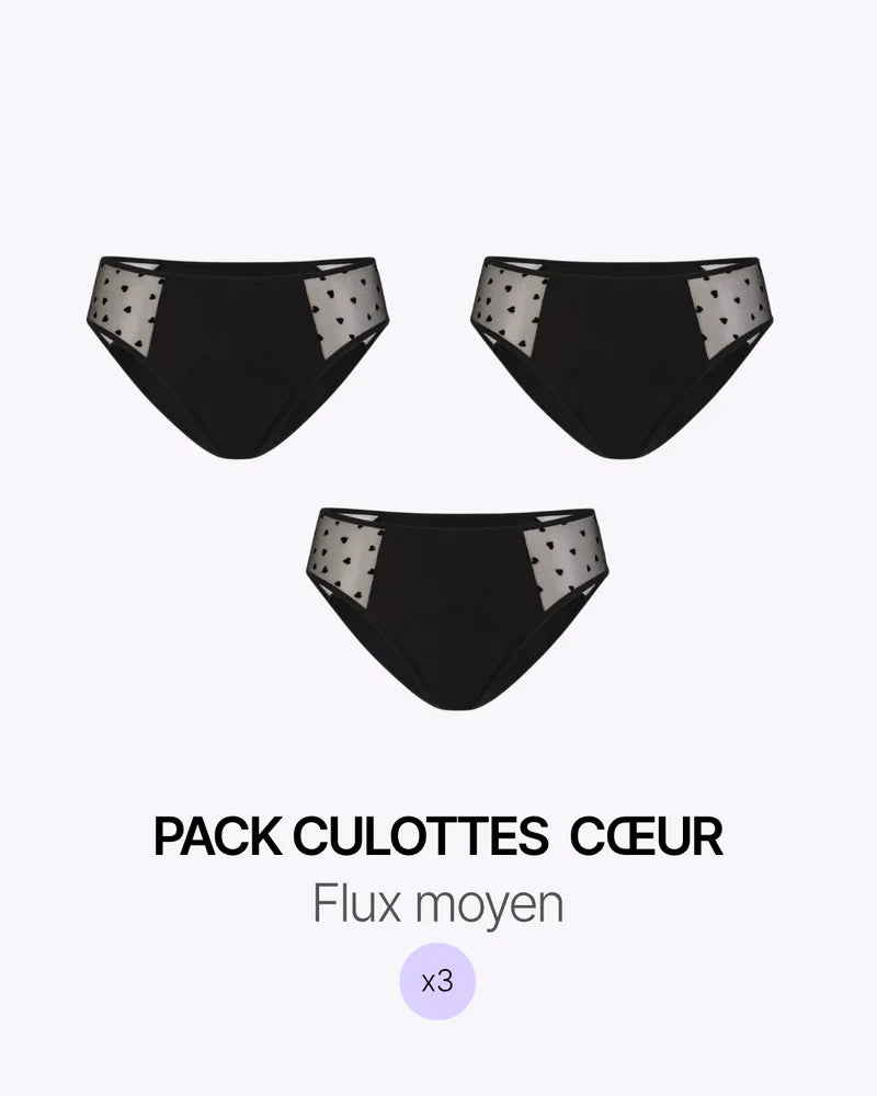 Pack Menstruel Trio Culottes Coeurs