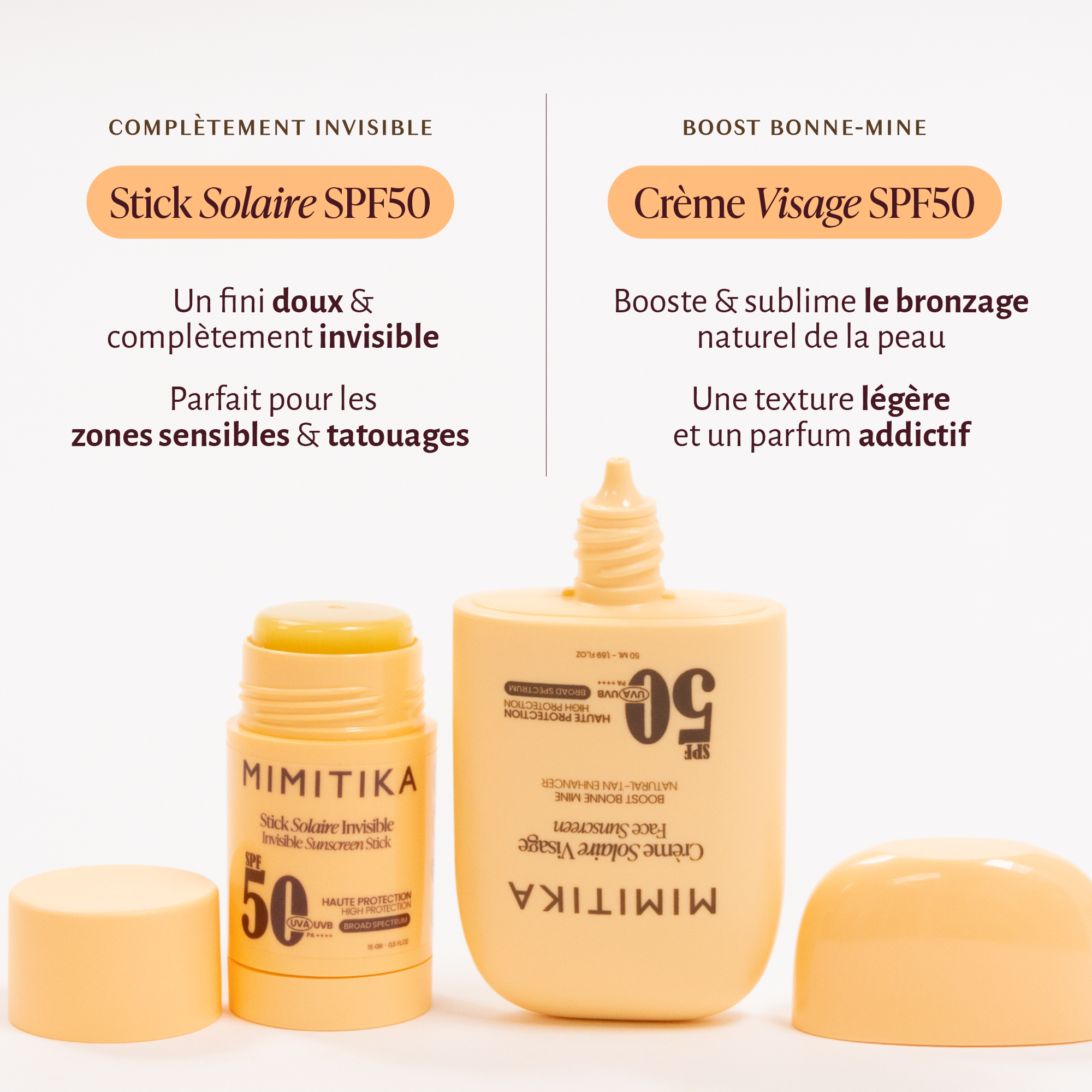 Duo Crème Visage SPF50 et Stick Solaire SPF50