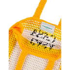 Casablanca Logo Cotton Crochet Tote Bag - Yellow - Femme