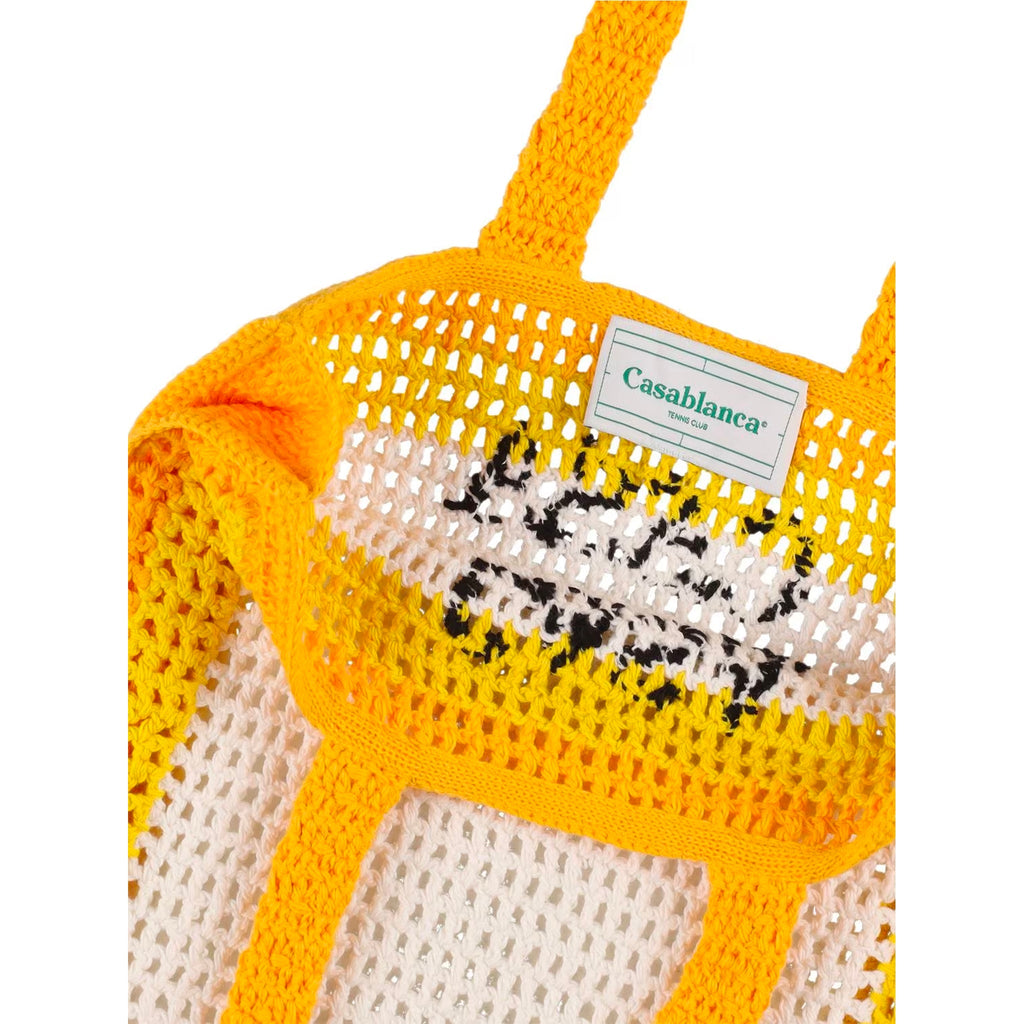 Casablanca Logo Cotton Crochet Tote Bag - Yellow - Femme