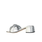 Miu Miu Leather Sandals - Silver - Femme