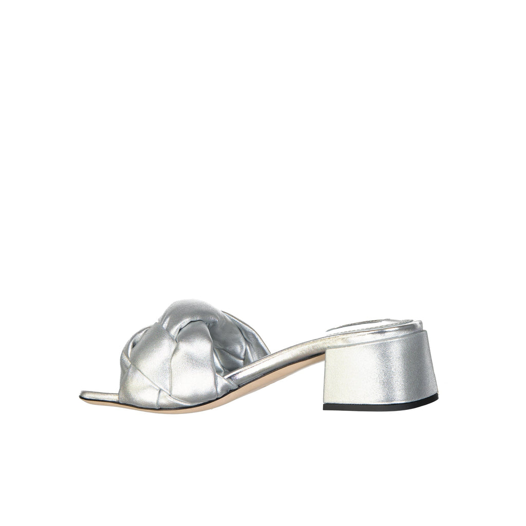Miu Miu Leather Sandals - Silver - Femme