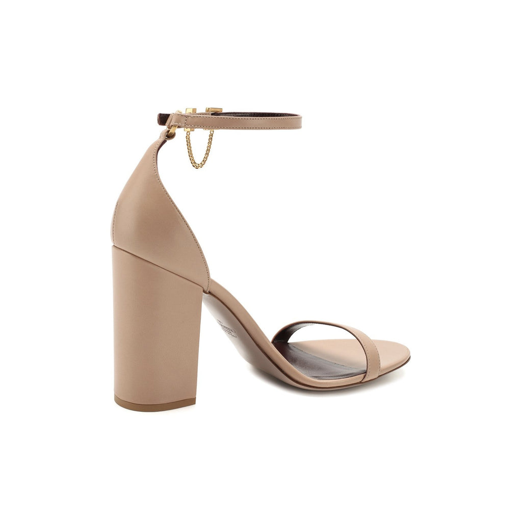 Valentino Tiny Chain Leather Sandals - Beige - Femme