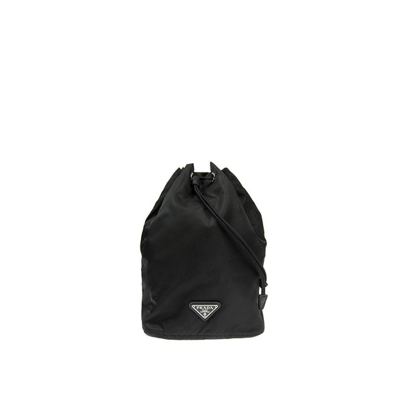 Prada - Pochette Nylon And Leather Drawstring - Femme - Black