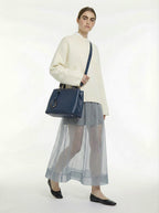 Fendi 2Jours Blue Leather Tote Bag