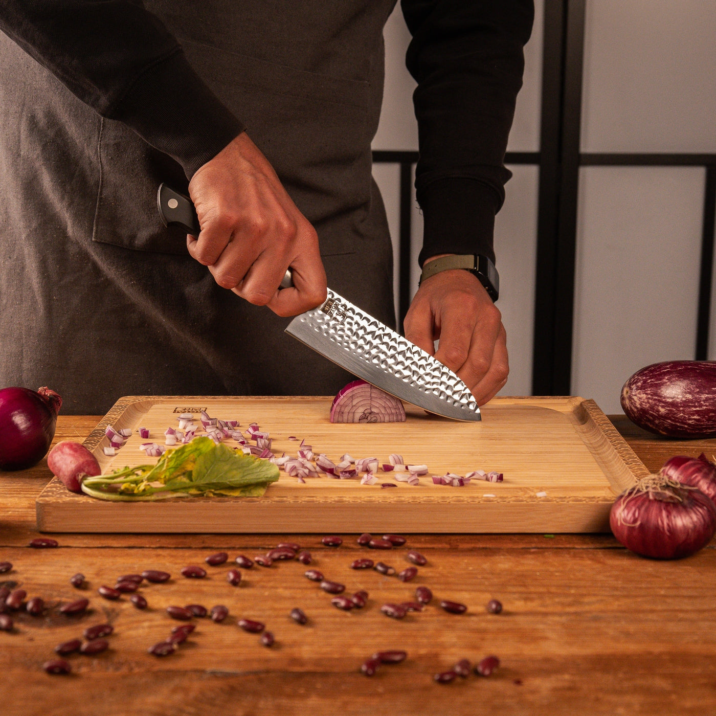Collection Hashi Tsuchime - Couteau Santoku - 16cm