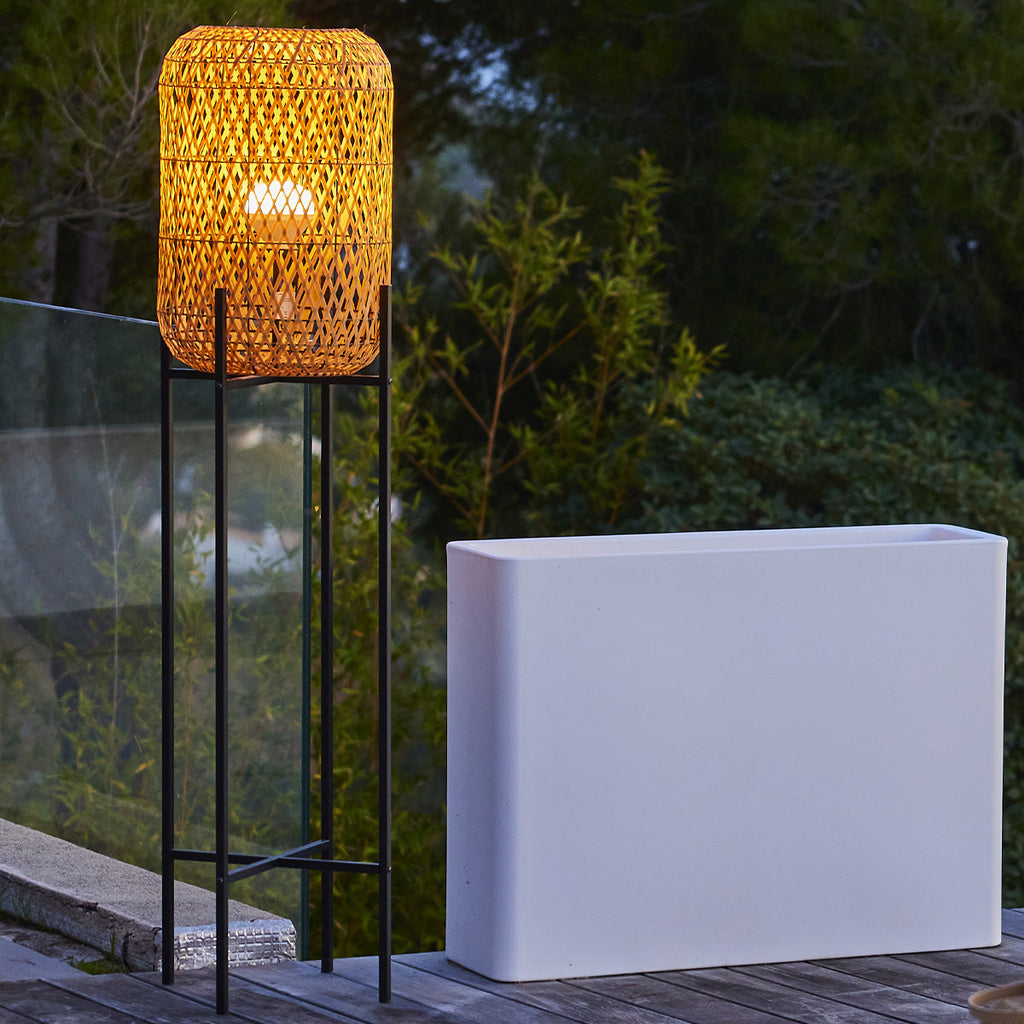 Stanley - Lampadaire Sans Fil - Polyrotin - Gris
