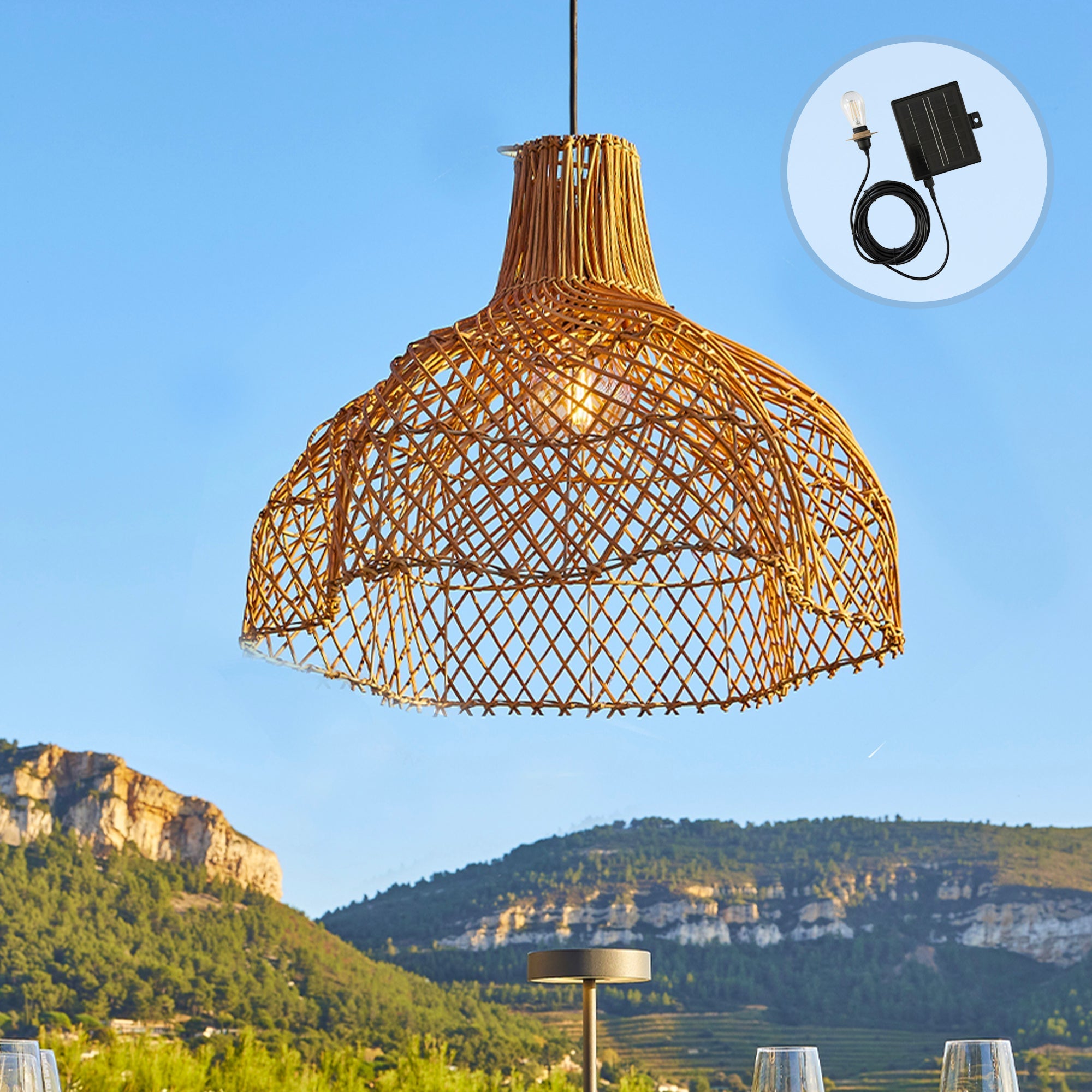 Aria - Suspension Solaire - Rotin - Beige