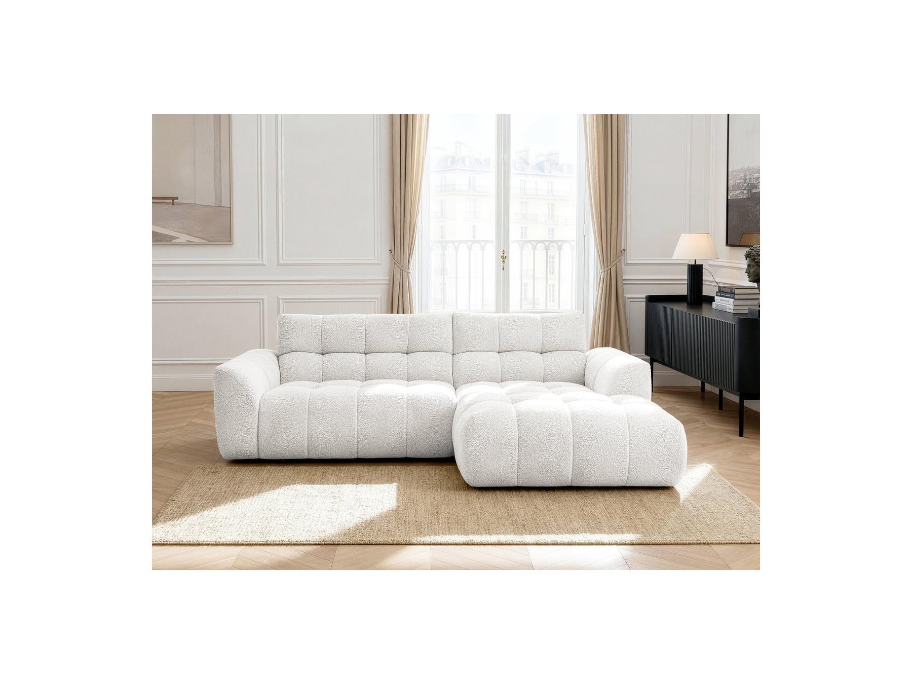 Jaya - Canapé D'Angle Fixe - Tissu Chenille - Angle Droit