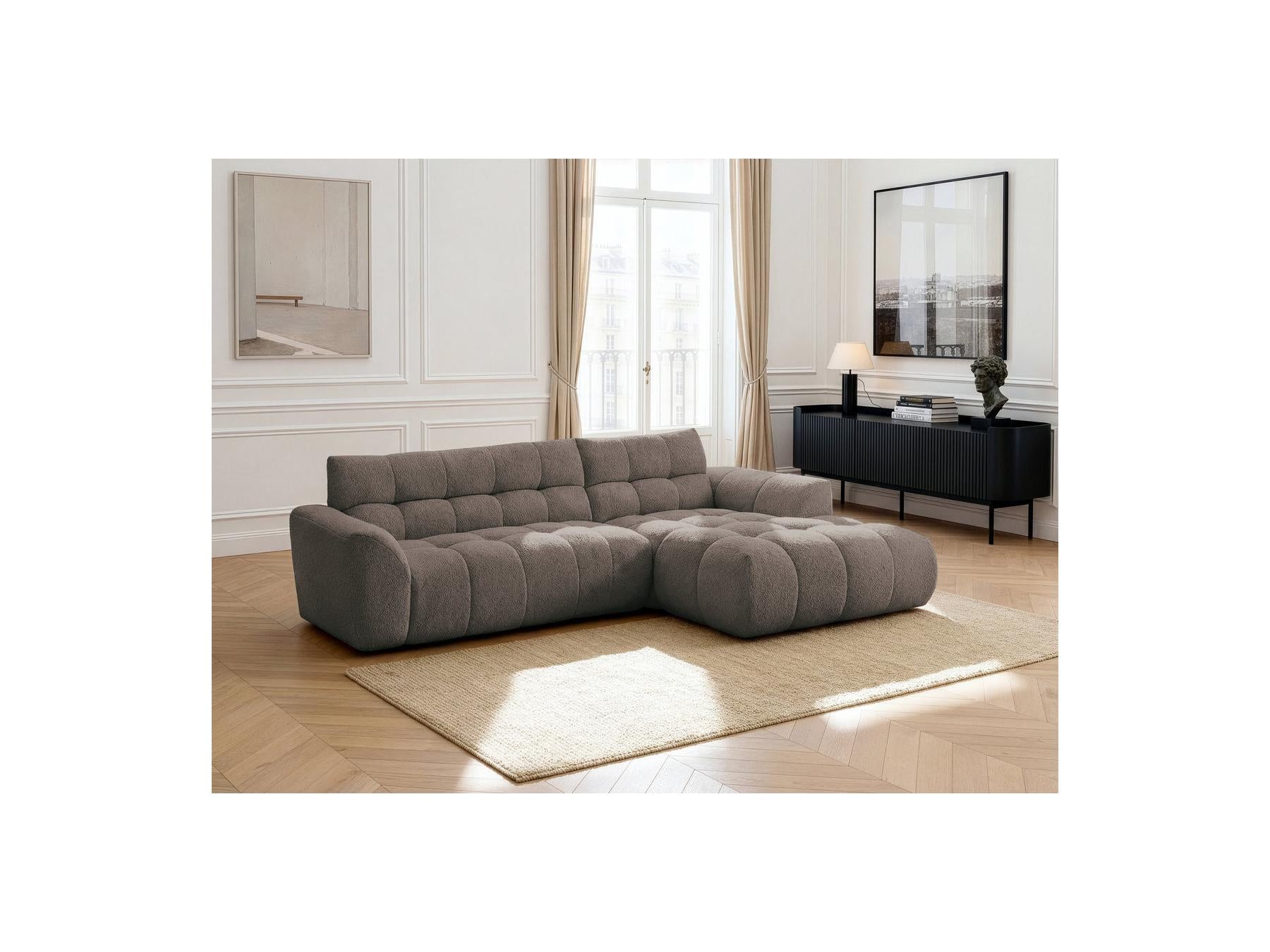Jaya - Canapé D'Angle Fixe - Tissu Chenille - Angle Droit