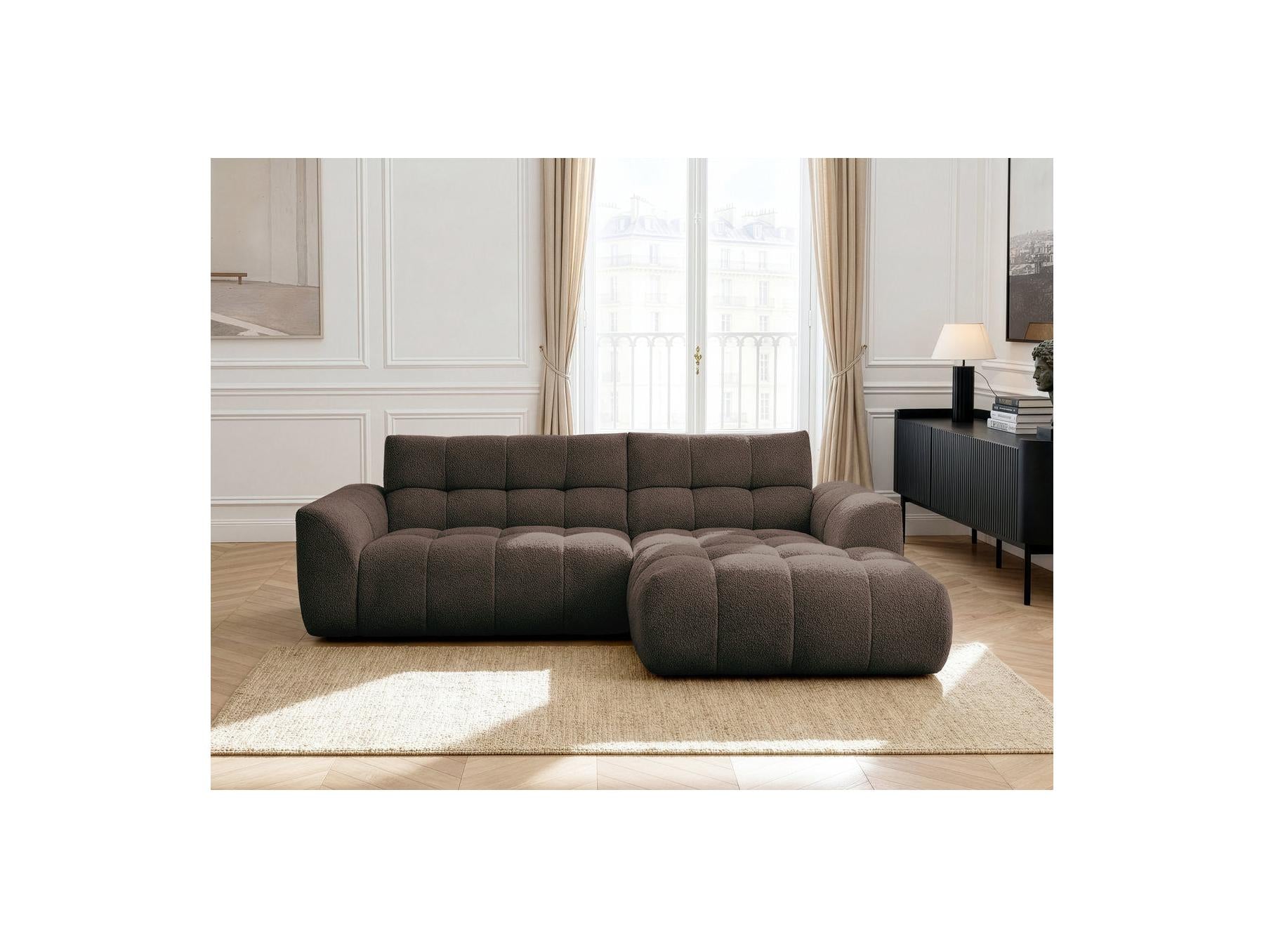 Jaya - Canapé D'Angle Fixe - Tissu Chenille - Angle Droit