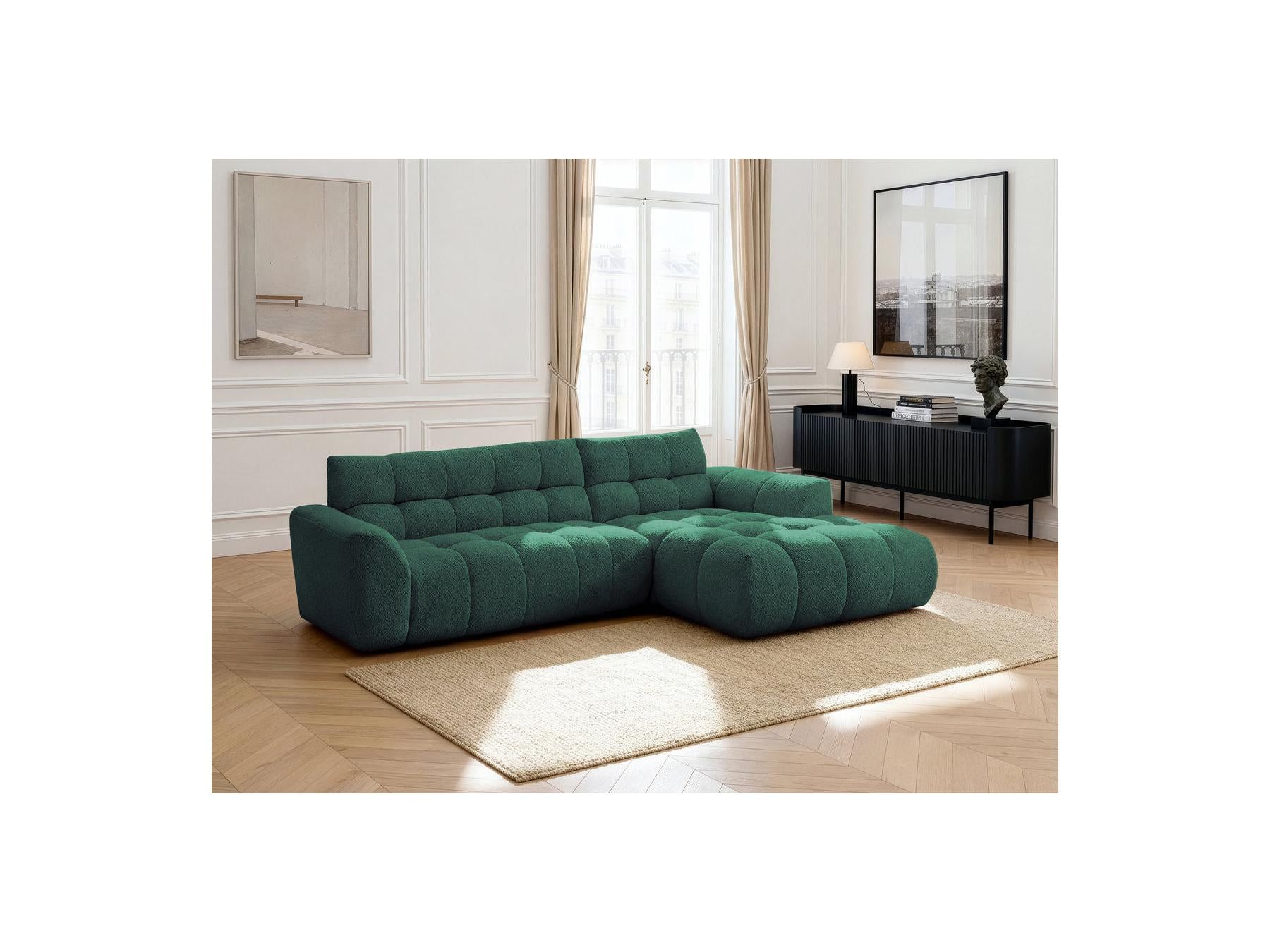 Jaya - Canapé D'Angle Fixe - Tissu Chenille - Angle Droit