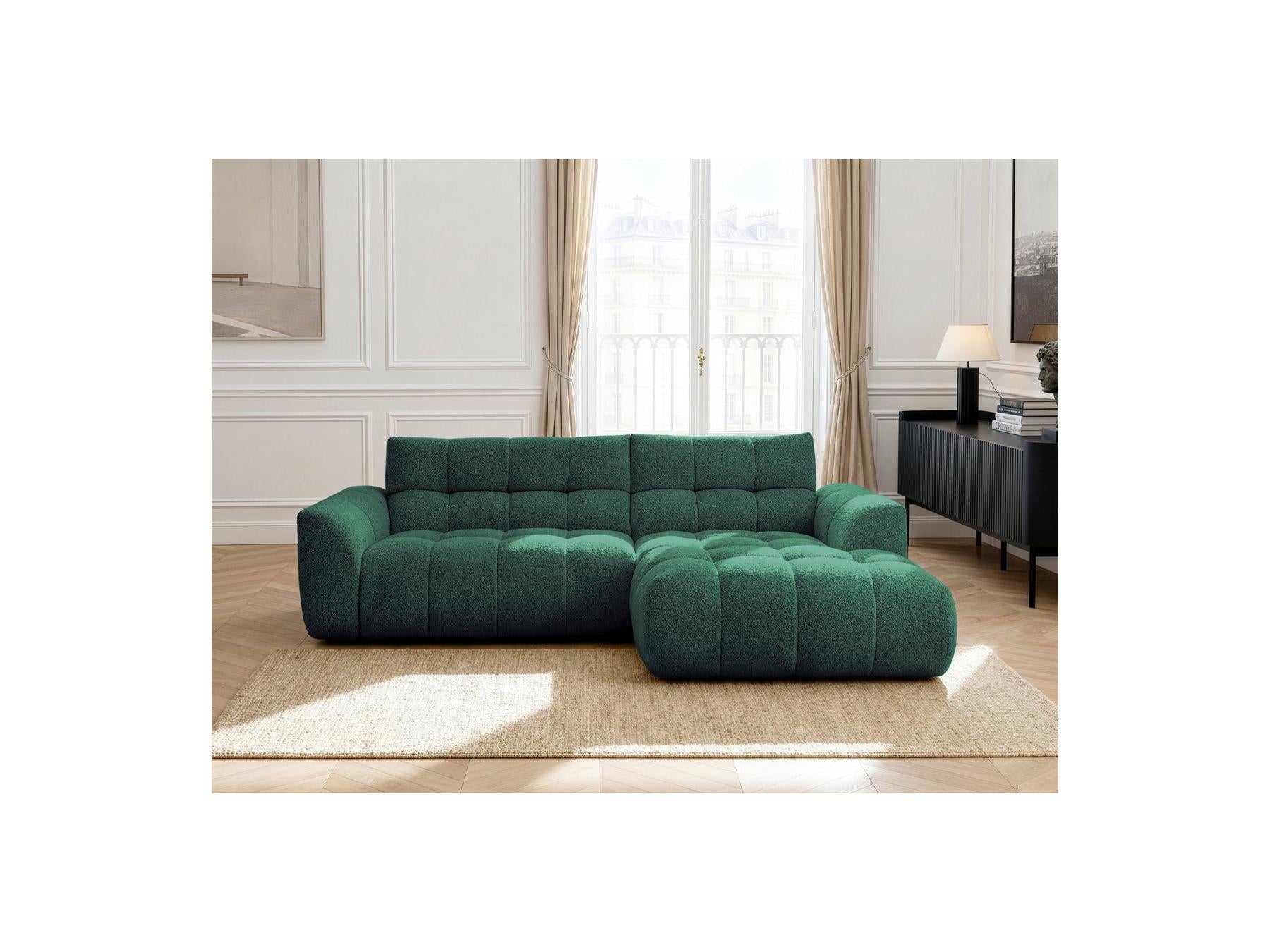 Jaya - Canapé D'Angle Fixe - Tissu Chenille - Angle Droit