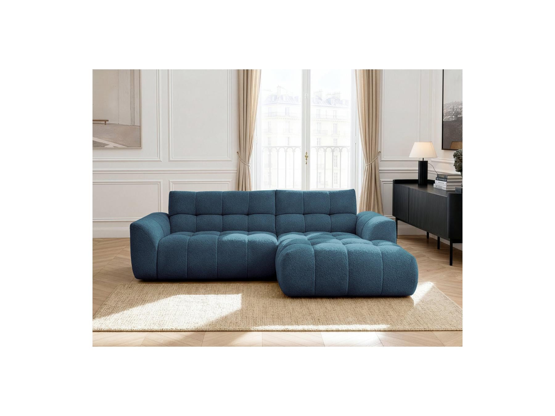 Jaya - Canapé D'Angle Fixe - Tissu Chenille - Angle Droit