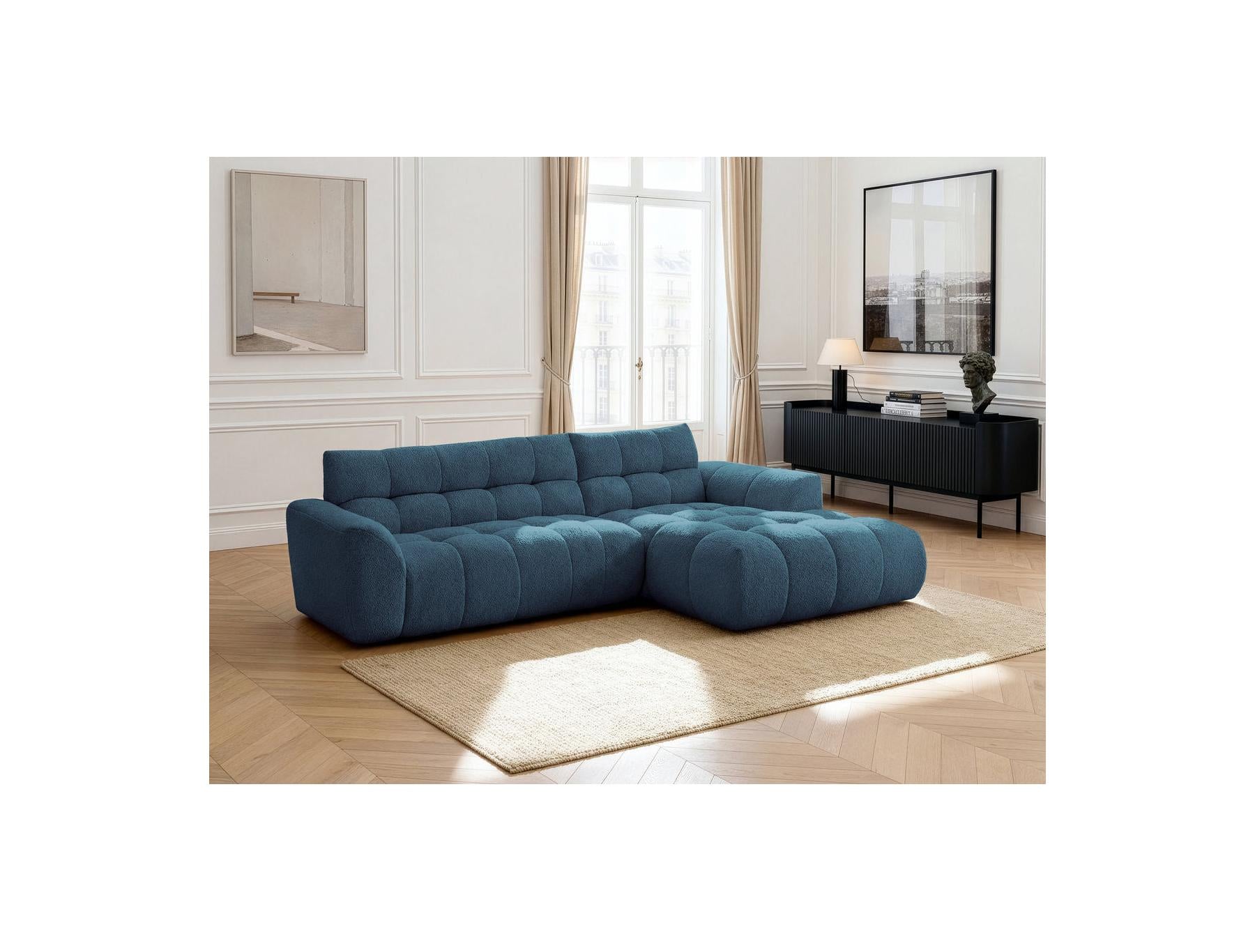 Jaya - Canapé D'Angle Fixe - Tissu Chenille - Angle Droit