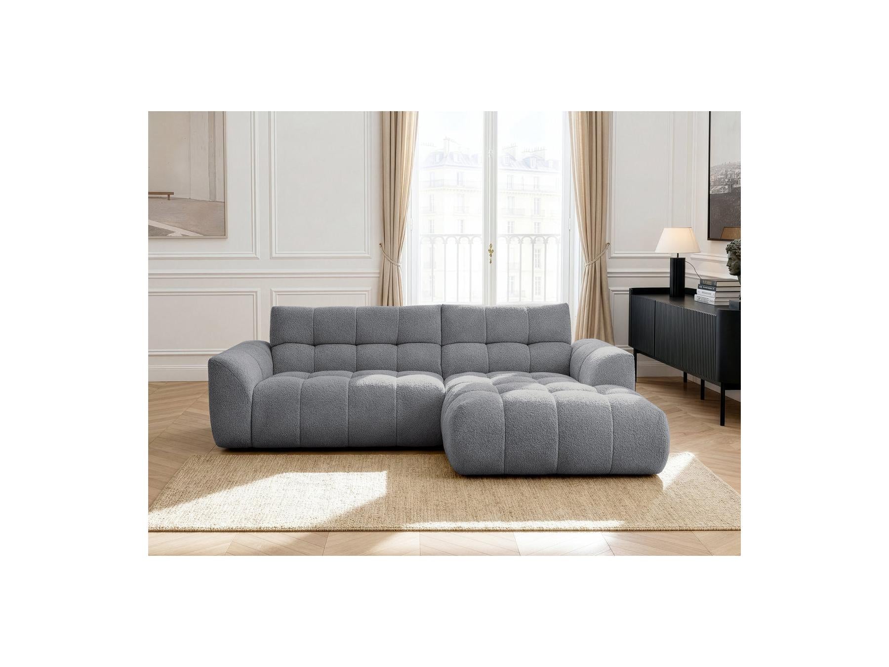 Jaya - Canapé D'Angle Fixe - Tissu Chenille - Angle Droit