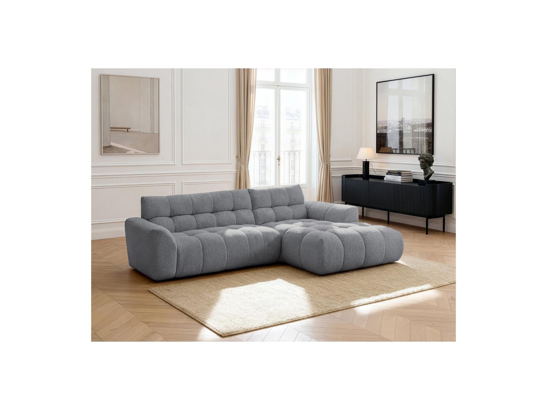 Jaya - Canapé D'Angle Fixe - Tissu Chenille - Angle Droit