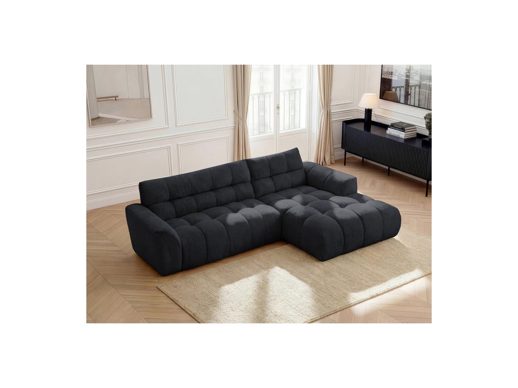 Jaya - Canapé D'Angle Fixe - Tissu Chenille - Angle Droit