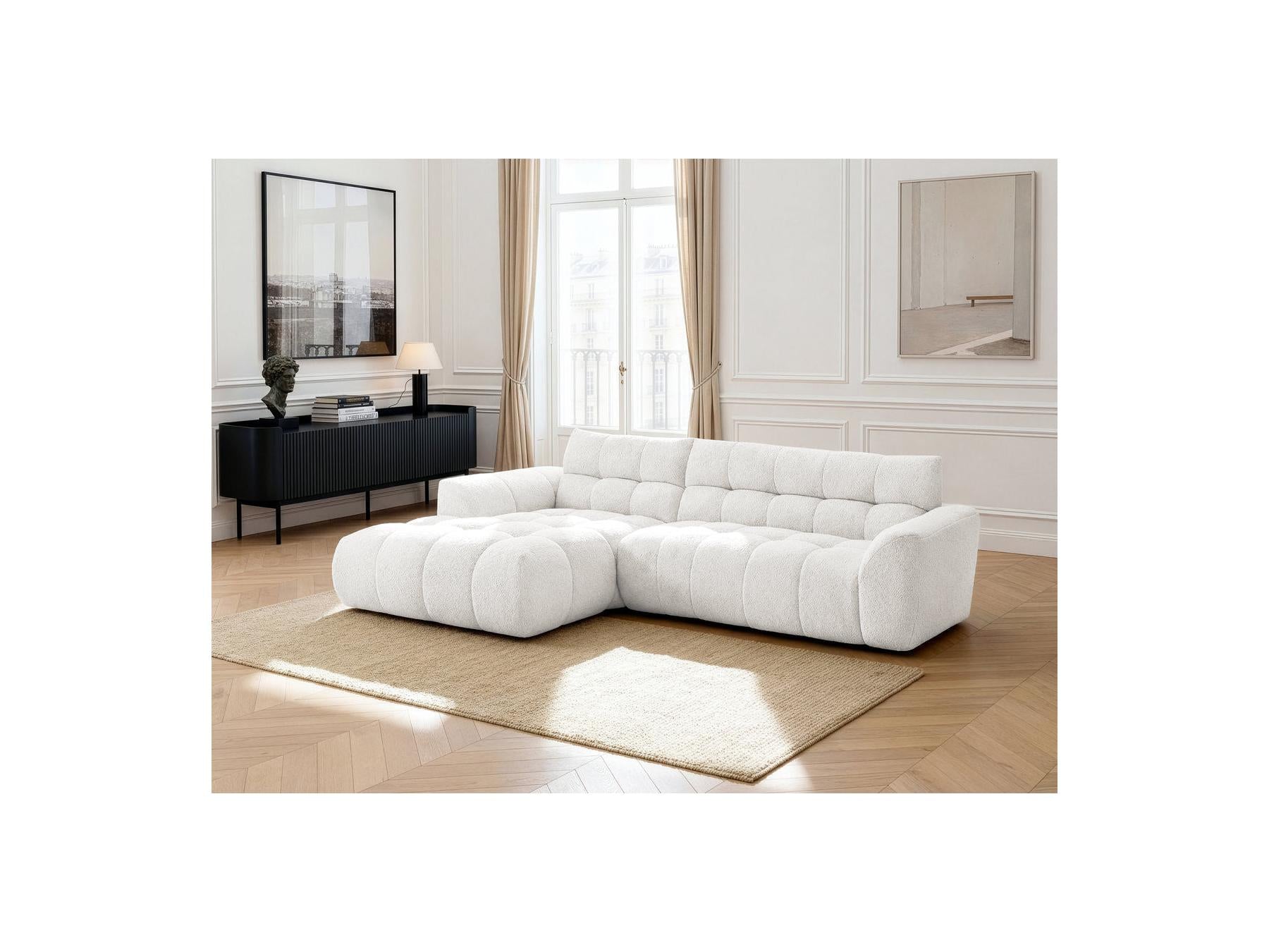 Jaya - Canapé D'Angle Fixe - Tissu Chenille - Angle Gauche