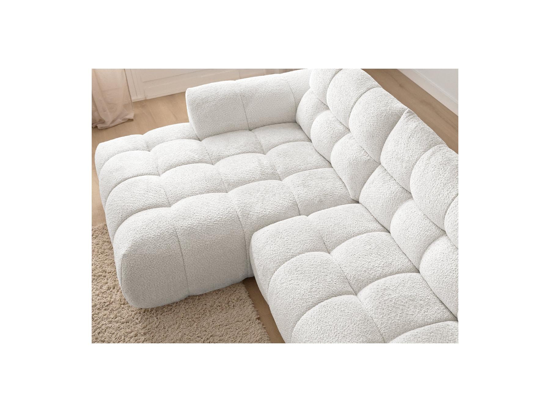 Jaya - Canapé D'Angle Fixe - Tissu Chenille - Angle Gauche