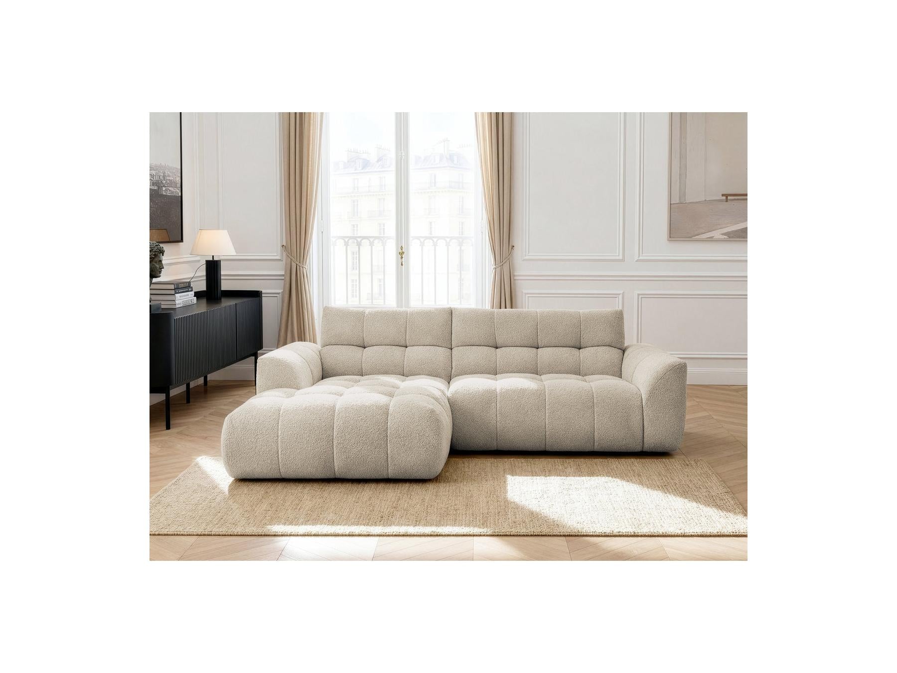 Jaya - Canapé D'Angle Fixe - Tissu Chenille - Angle Gauche