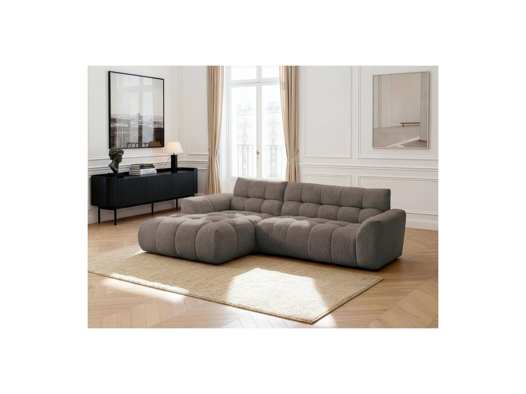 Jaya - Canapé D'Angle Fixe - Tissu Chenille - Angle Gauche