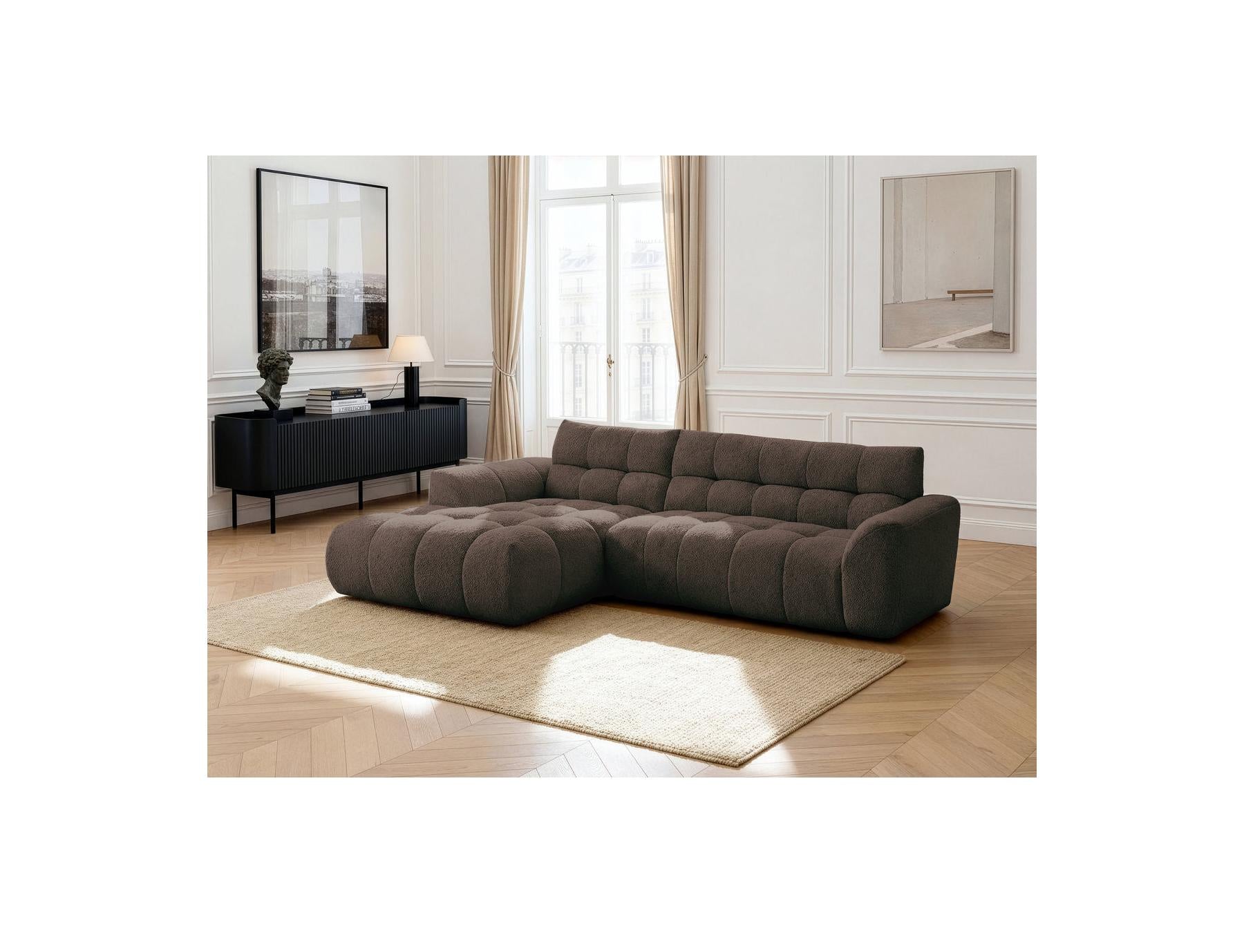 Jaya - Canapé D'Angle Fixe - Tissu Chenille - Angle Gauche