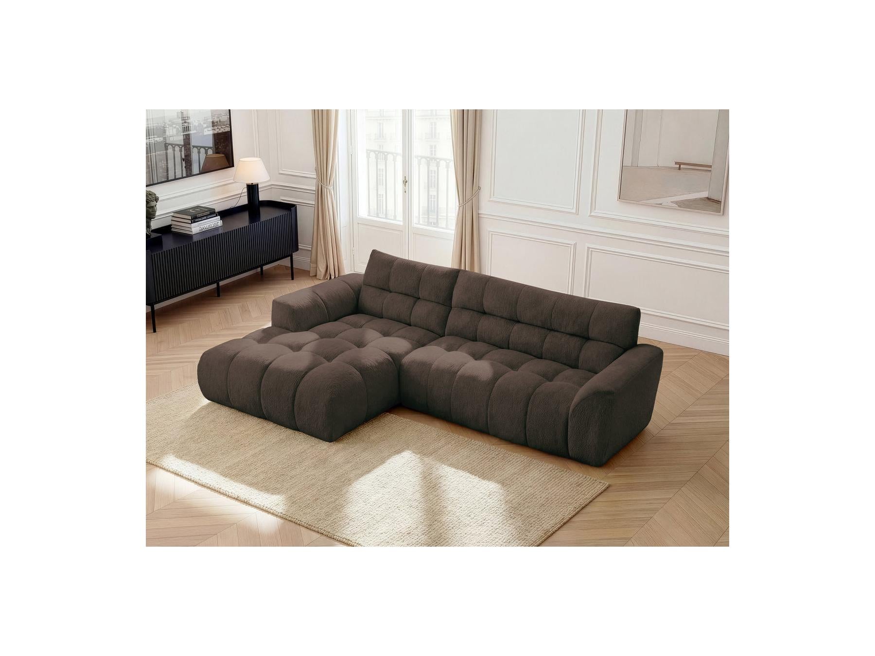 Jaya - Canapé D'Angle Fixe - Tissu Chenille - Angle Gauche