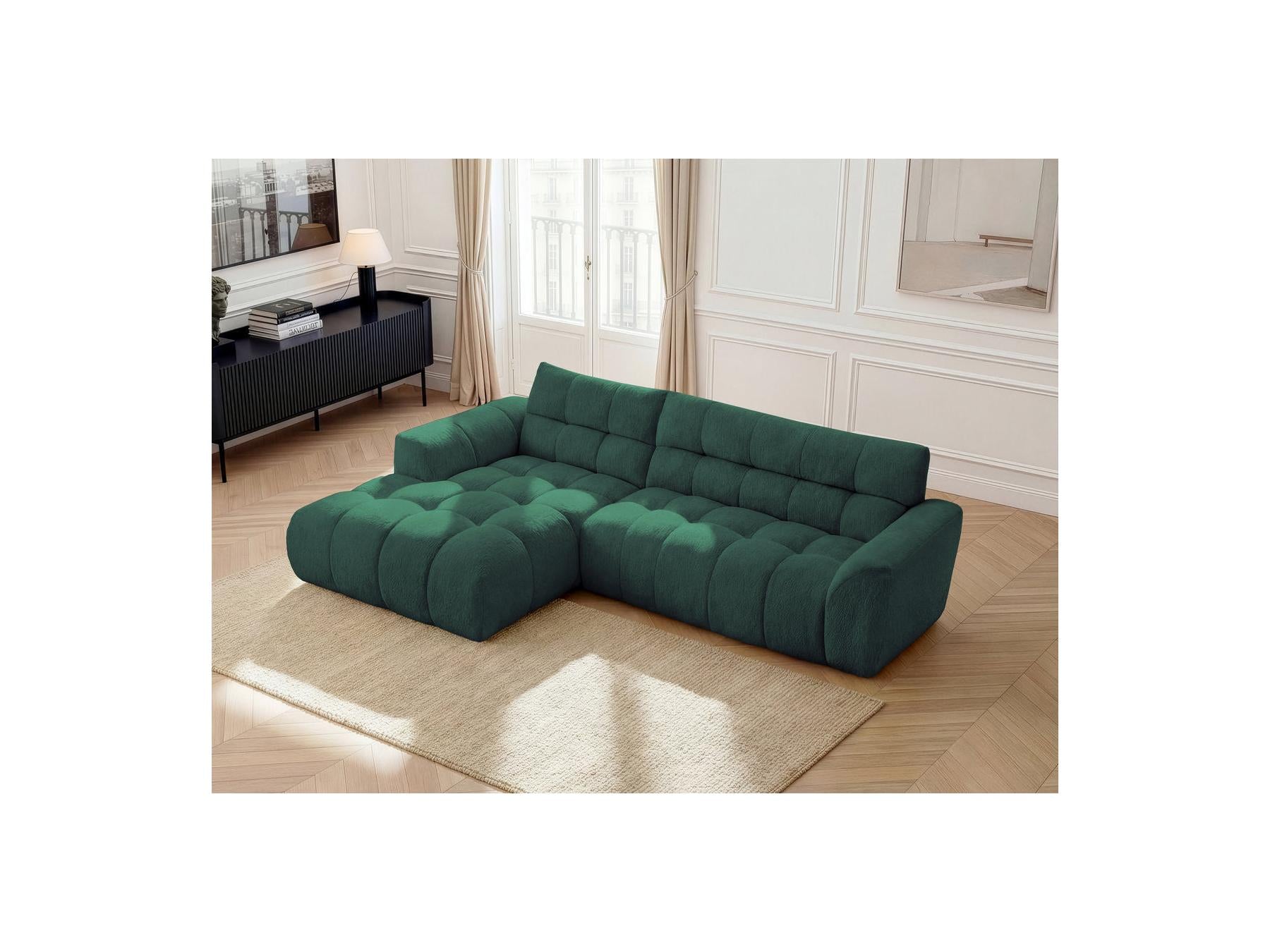 Jaya - Canapé D'Angle Fixe - Tissu Chenille - Angle Gauche