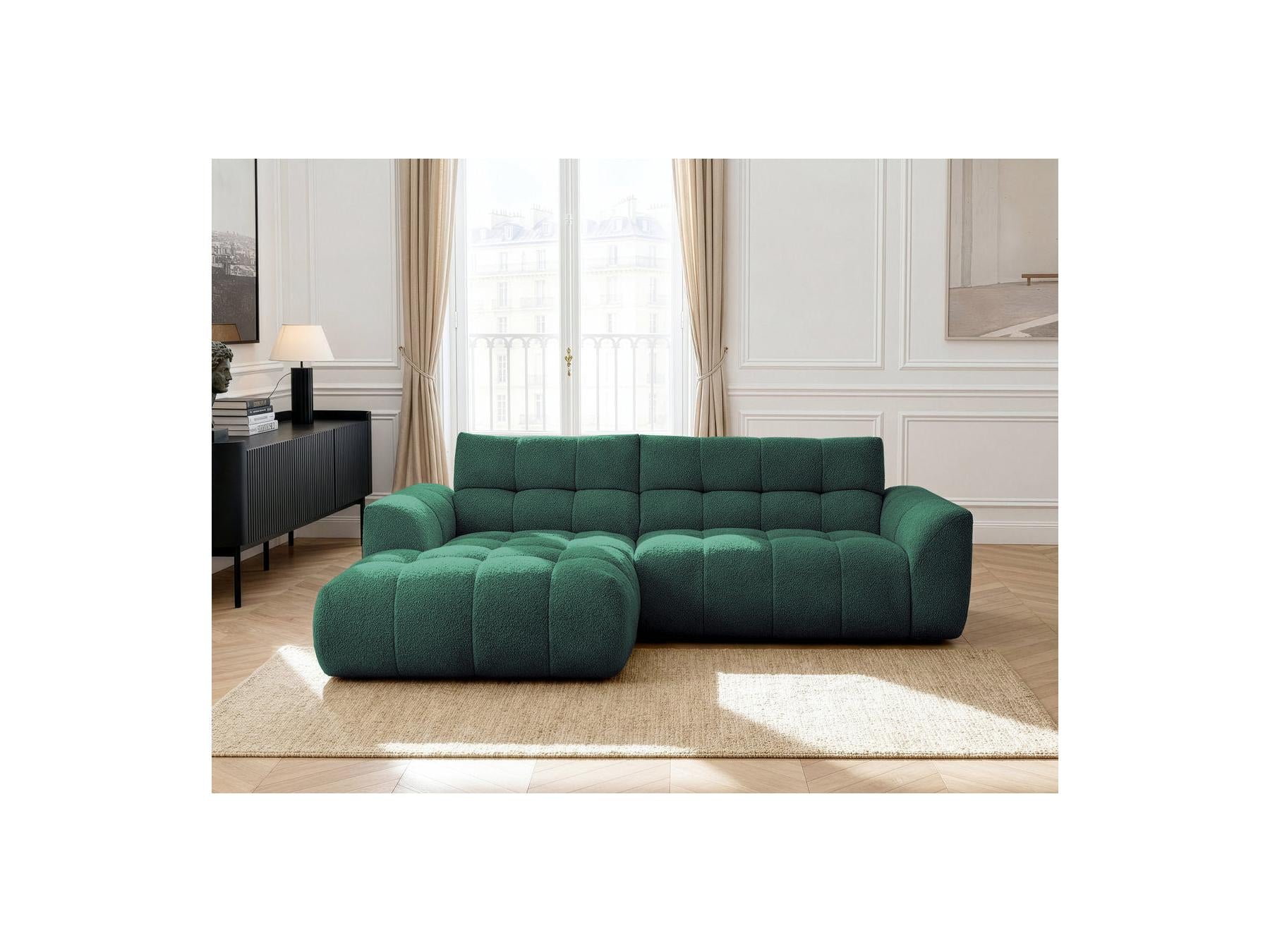 Jaya - Canapé D'Angle Fixe - Tissu Chenille - Angle Gauche