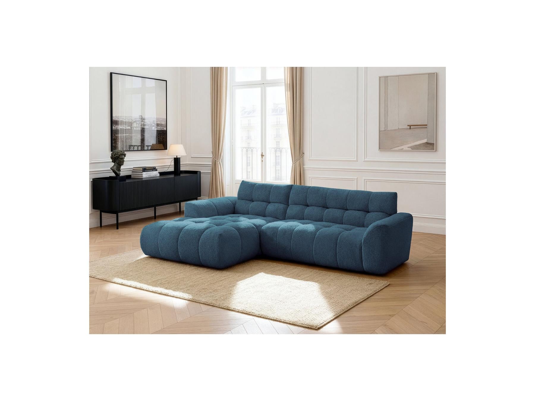 Jaya - Canapé D'Angle Fixe - Tissu Chenille - Angle Gauche