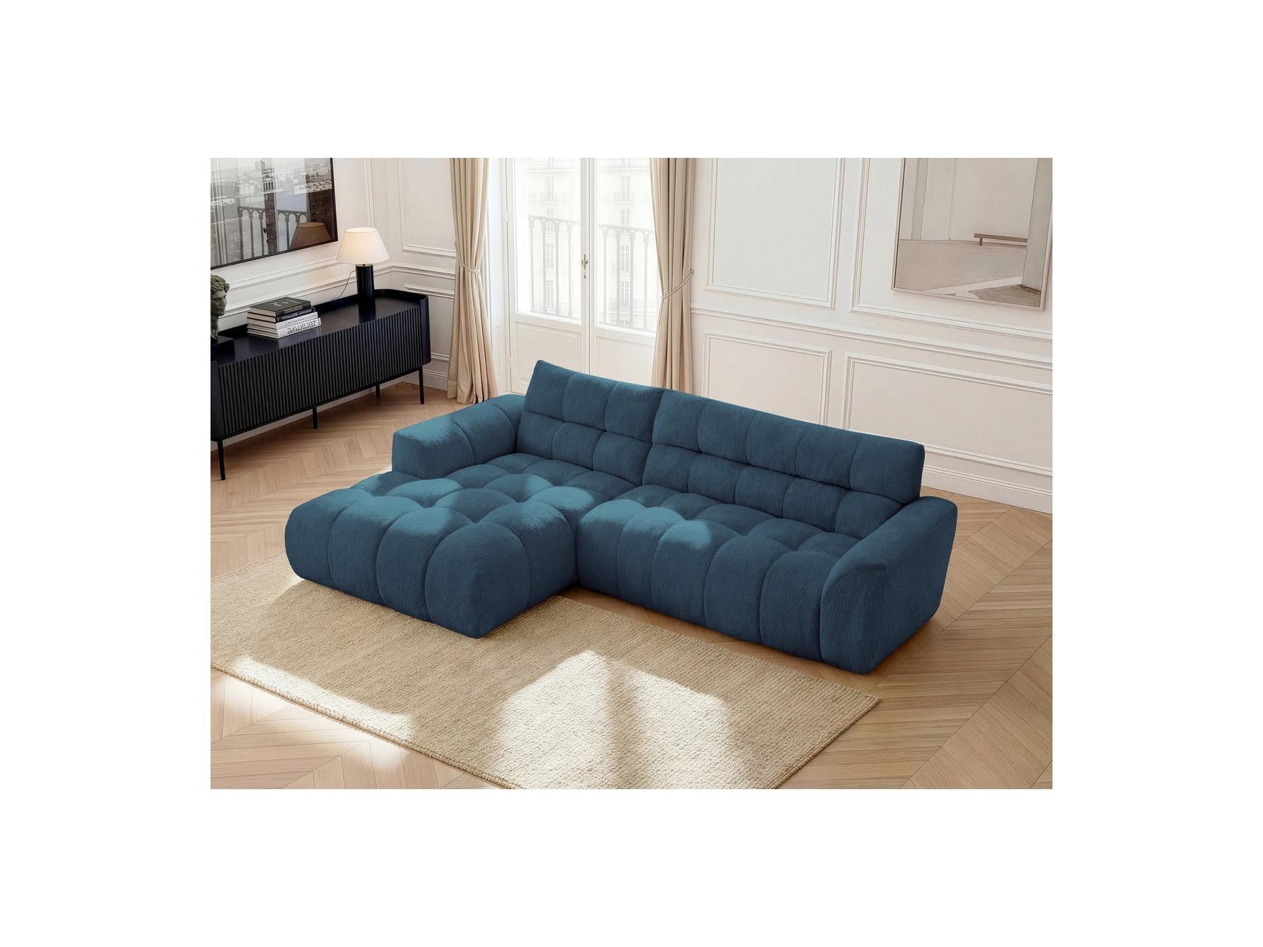 Jaya - Canapé D'Angle Fixe - Tissu Chenille - Angle Gauche