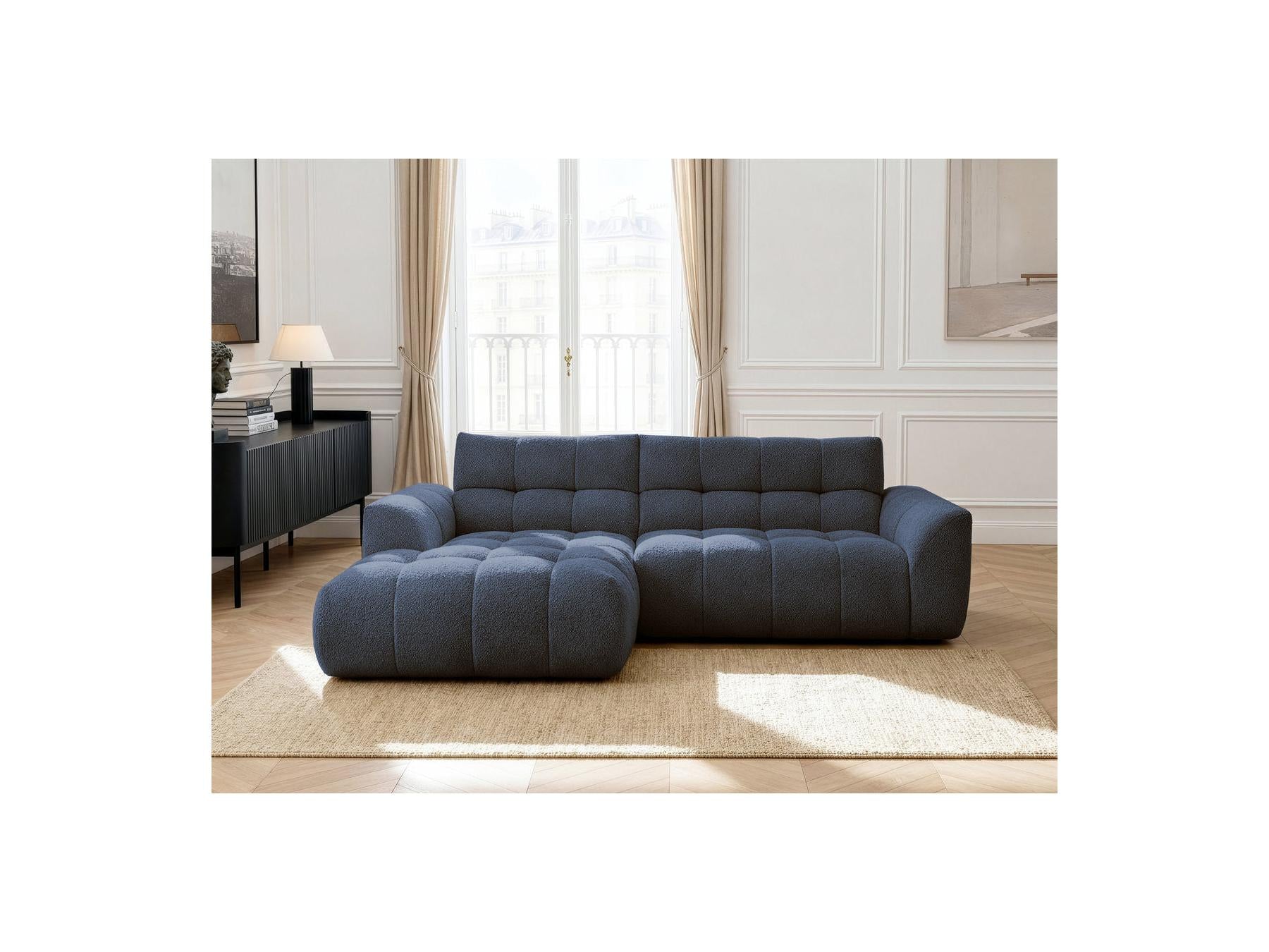 Jaya - Canapé D'Angle Fixe - Tissu Chenille - Angle Gauche