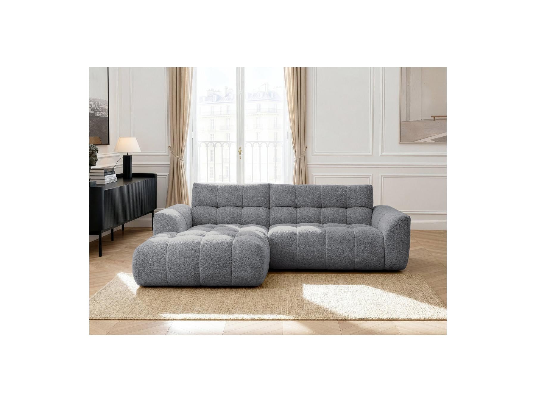 Jaya - Canapé D'Angle Fixe - Tissu Chenille - Angle Gauche