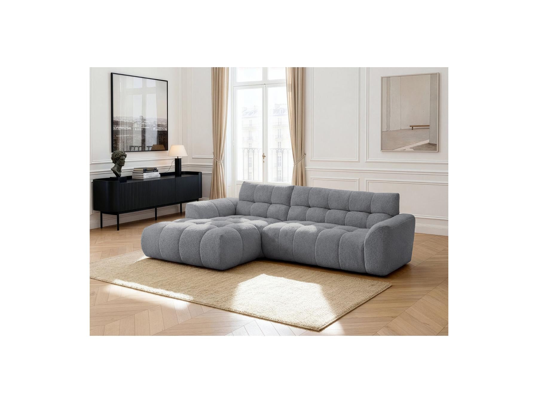 Jaya - Canapé D'Angle Fixe - Tissu Chenille - Angle Gauche