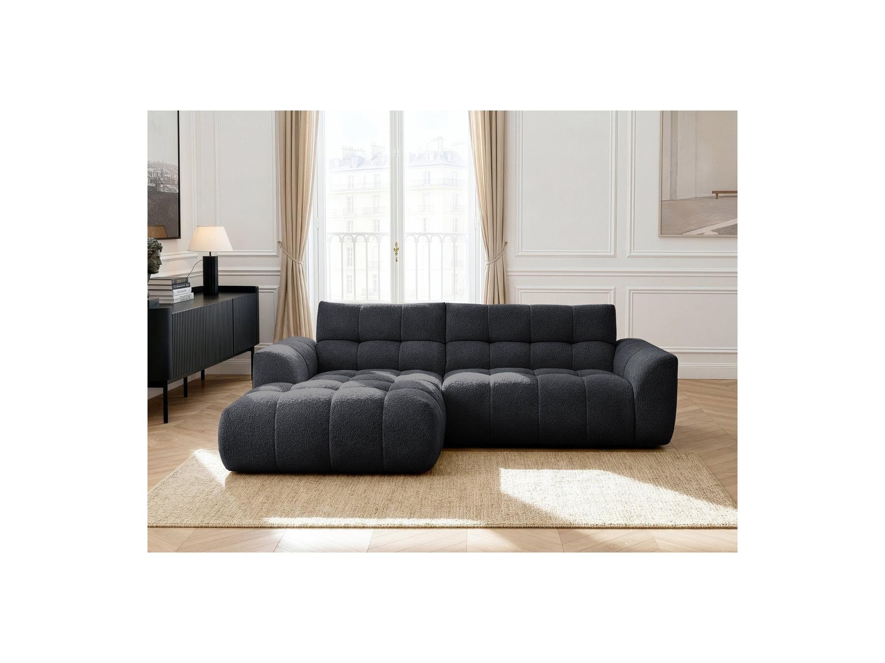 Jaya - Canapé D'Angle Fixe - Tissu Chenille - Angle Gauche