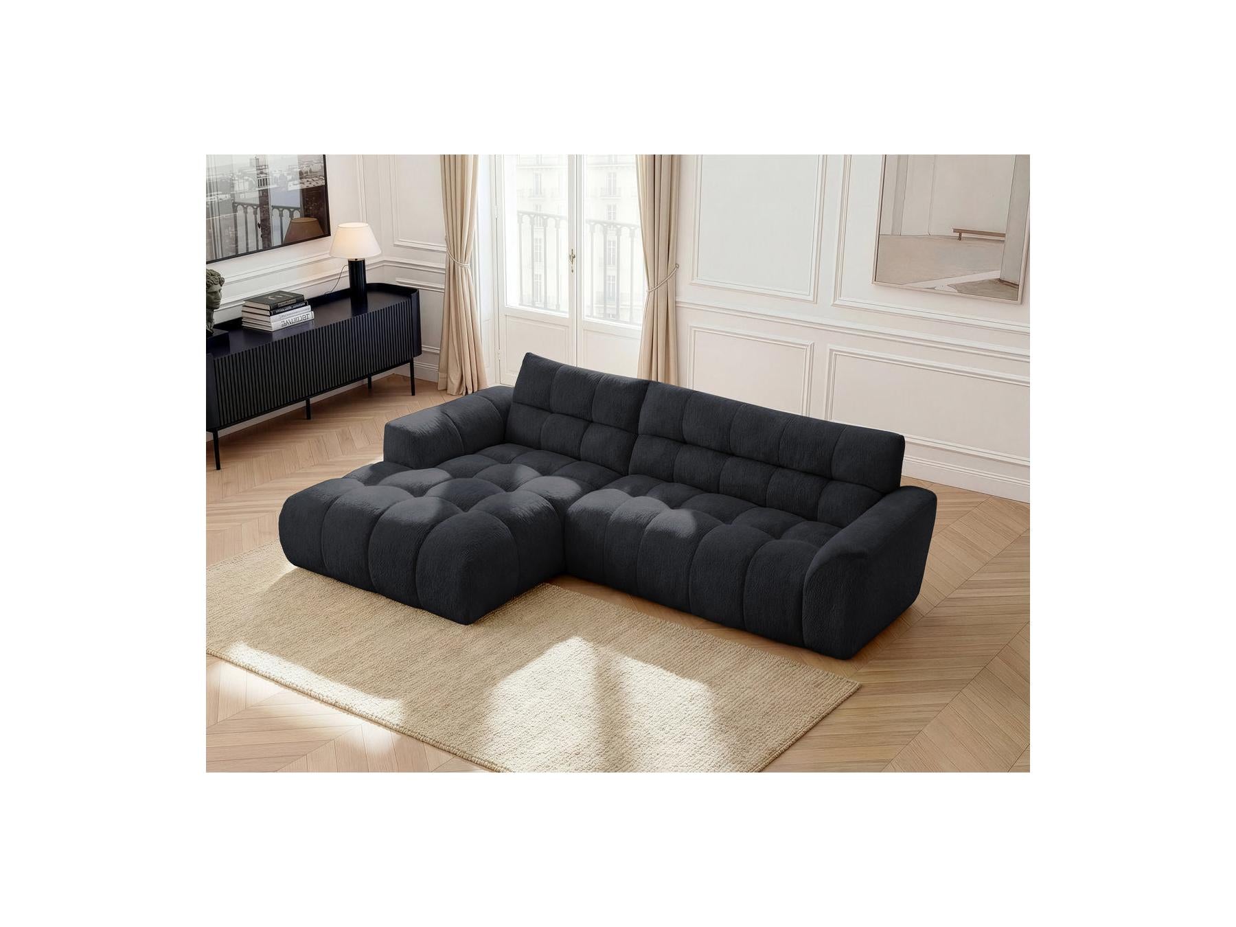Jaya - Canapé D'Angle Fixe - Tissu Chenille - Angle Gauche