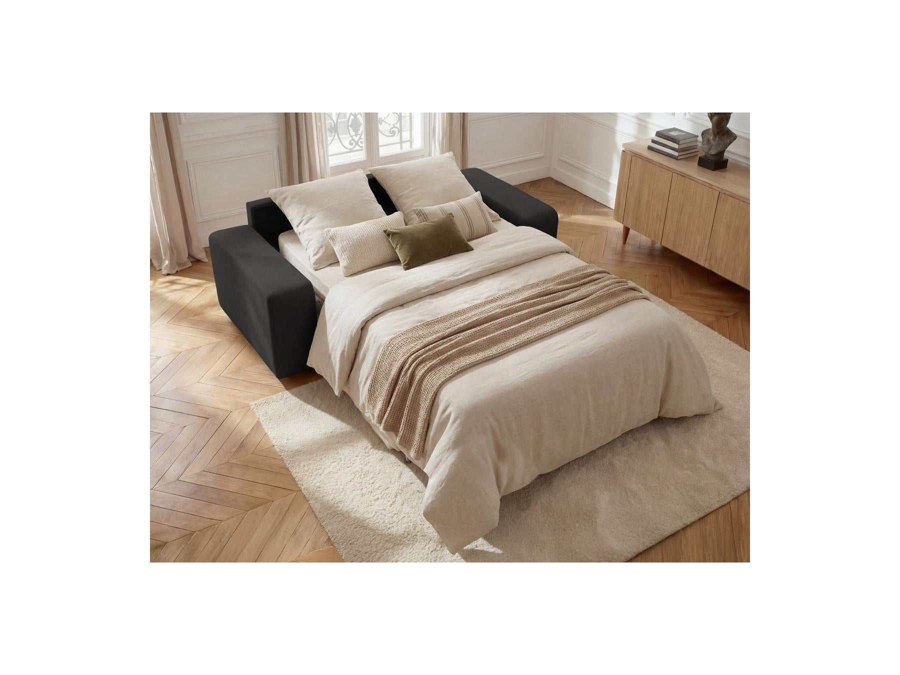 Ibiza - Canapé Droit Convertible - Ouverture Express Tissu Texturé