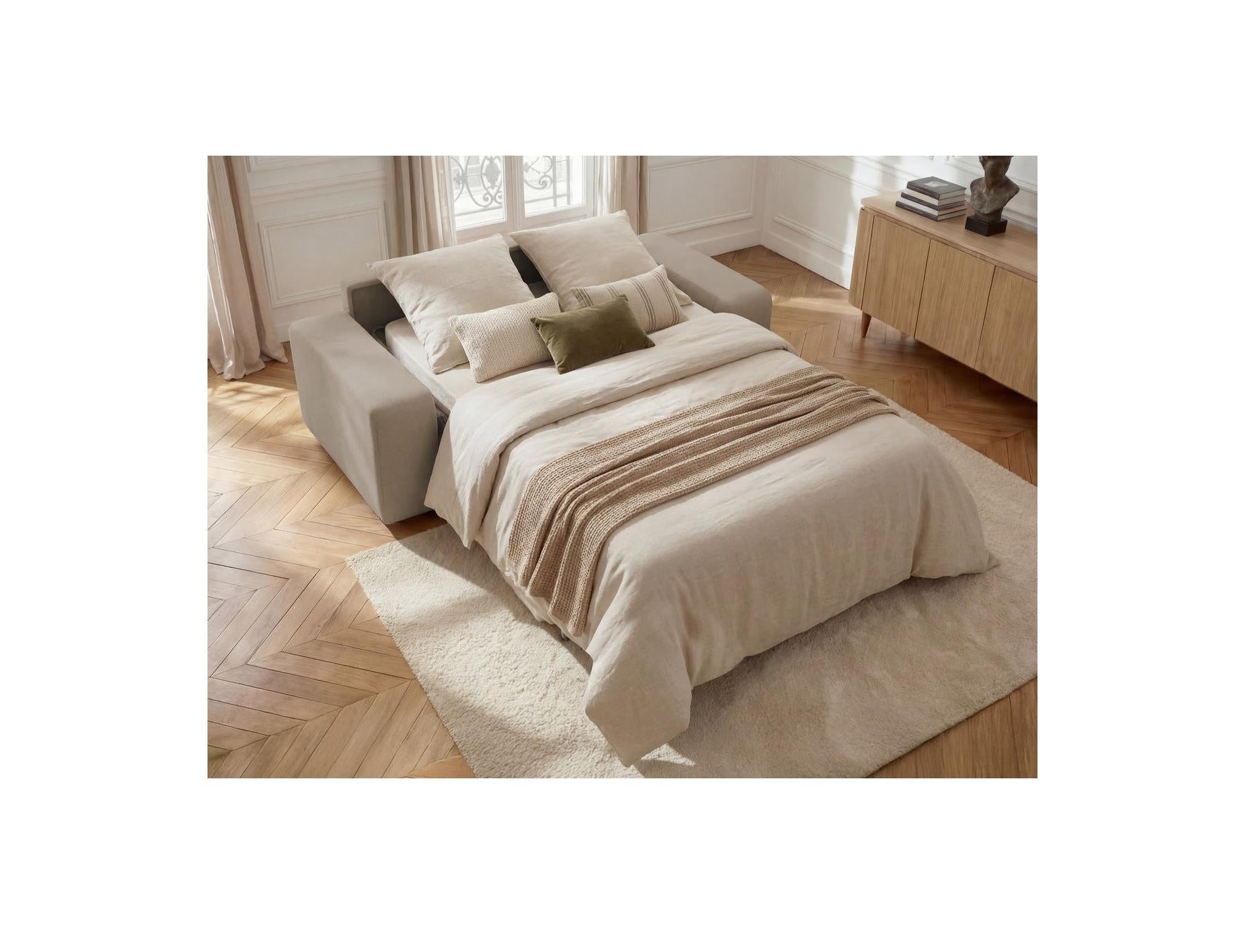 Ibiza - Canapé Droit Convertible - Ouverture Express Tissu Texturé