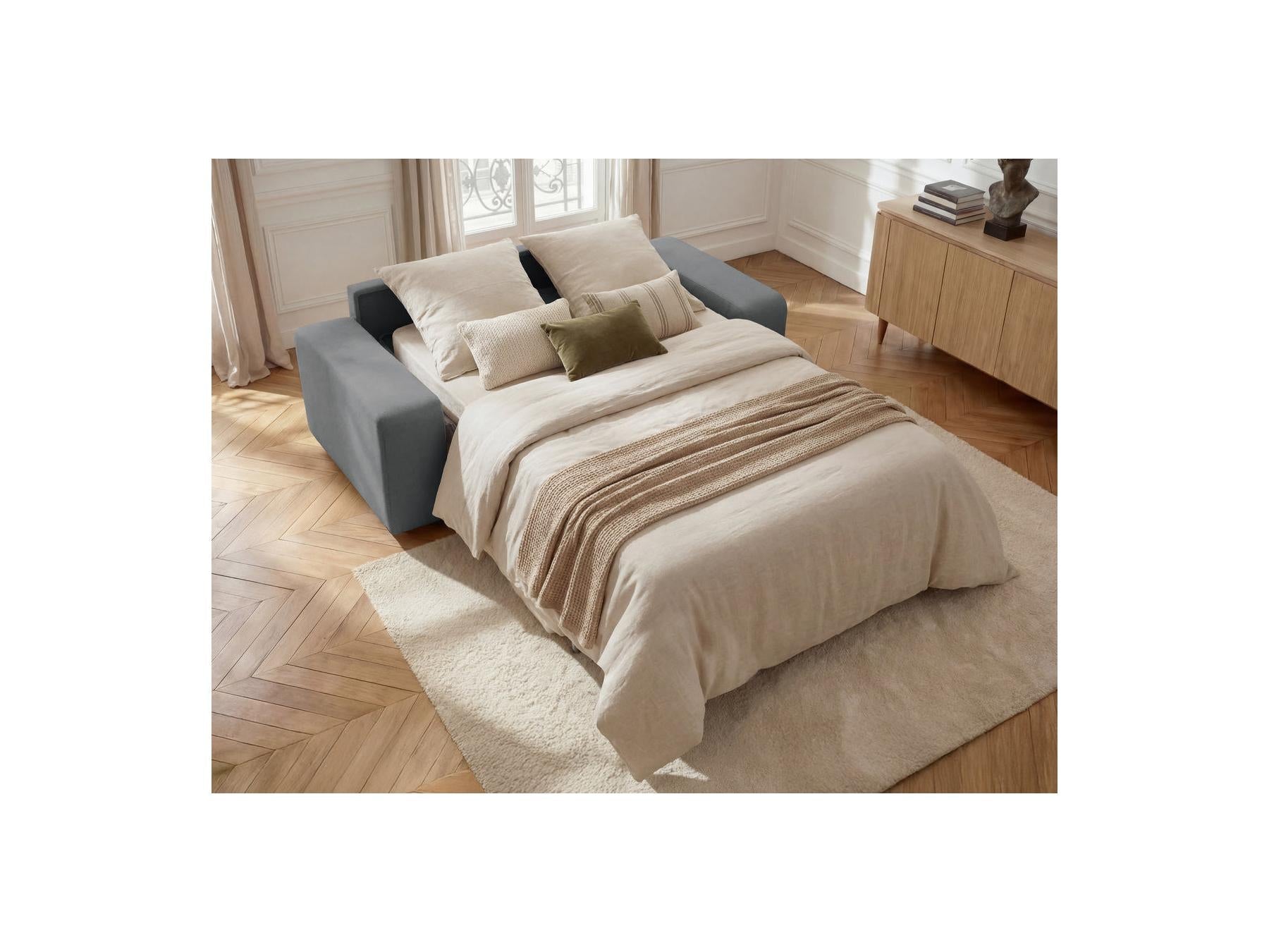 Ibiza - Canapé Droit Convertible - Ouverture Express Tissu Texturé