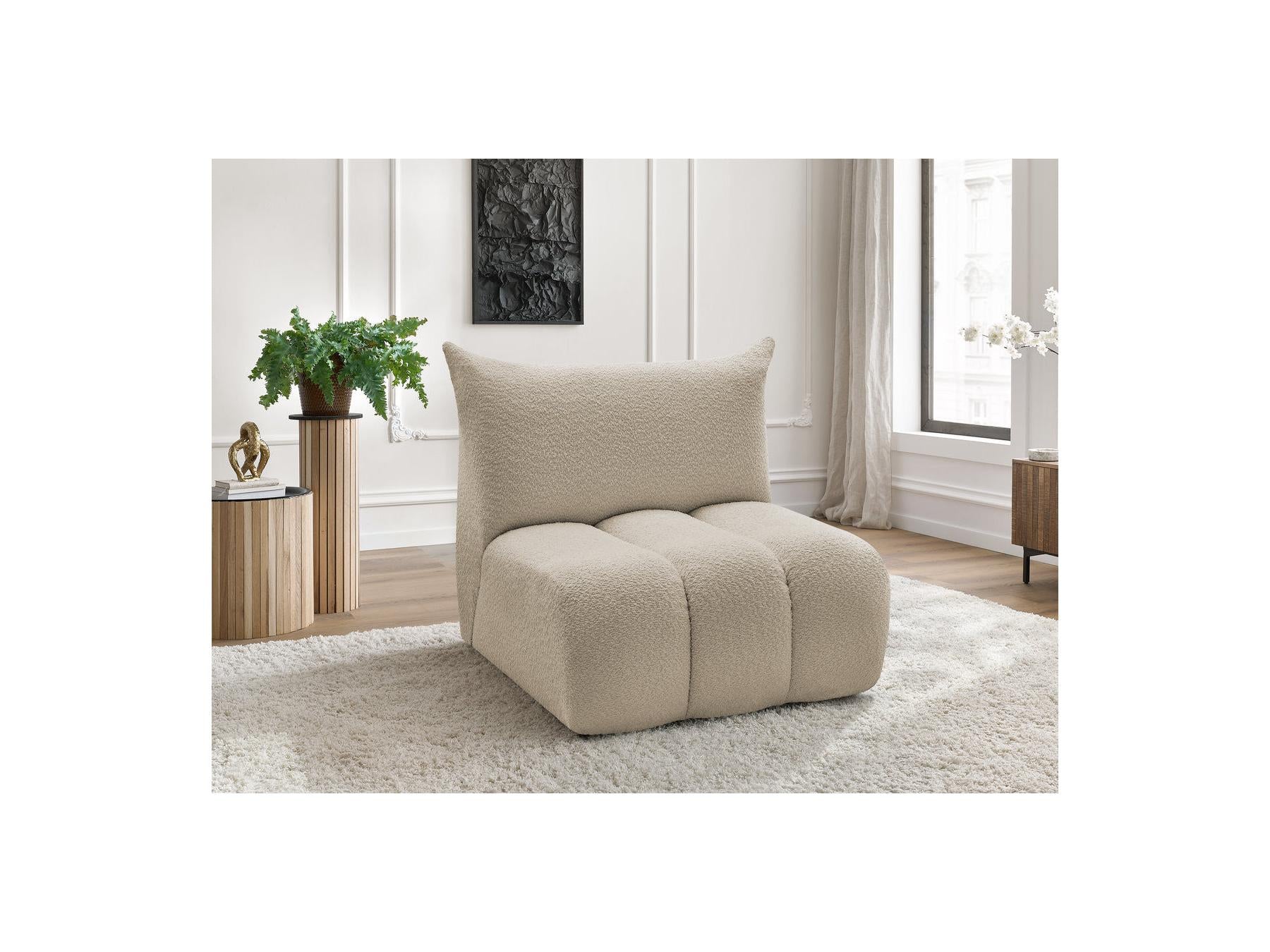 Azra - Chauffeuse 1 Place Sans Accoudoir Pour Canapé Modulable - Tissu Bouclette