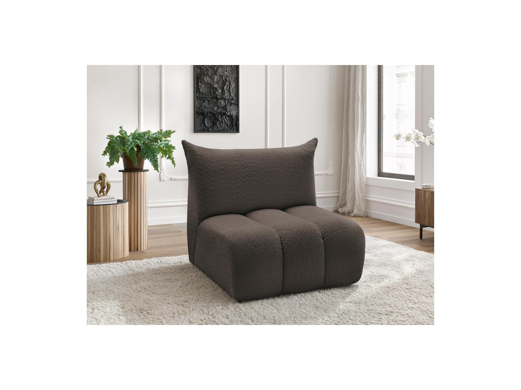 Azra - Chauffeuse 1 Place Sans Accoudoir Pour Canapé Modulable - Tissu Bouclette
