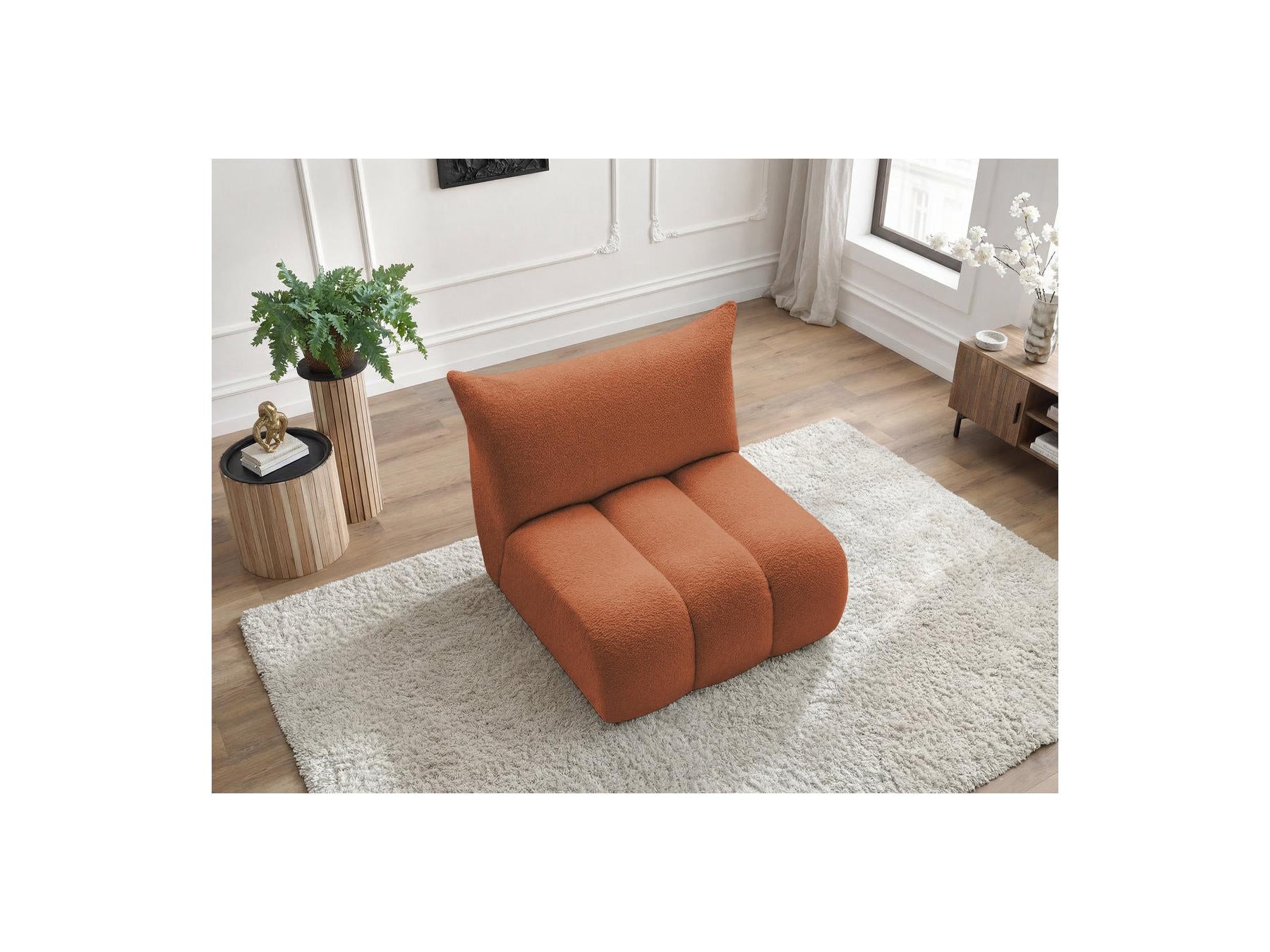 Azra - Chauffeuse 1 Place Sans Accoudoir Pour Canapé Modulable - Tissu Bouclette