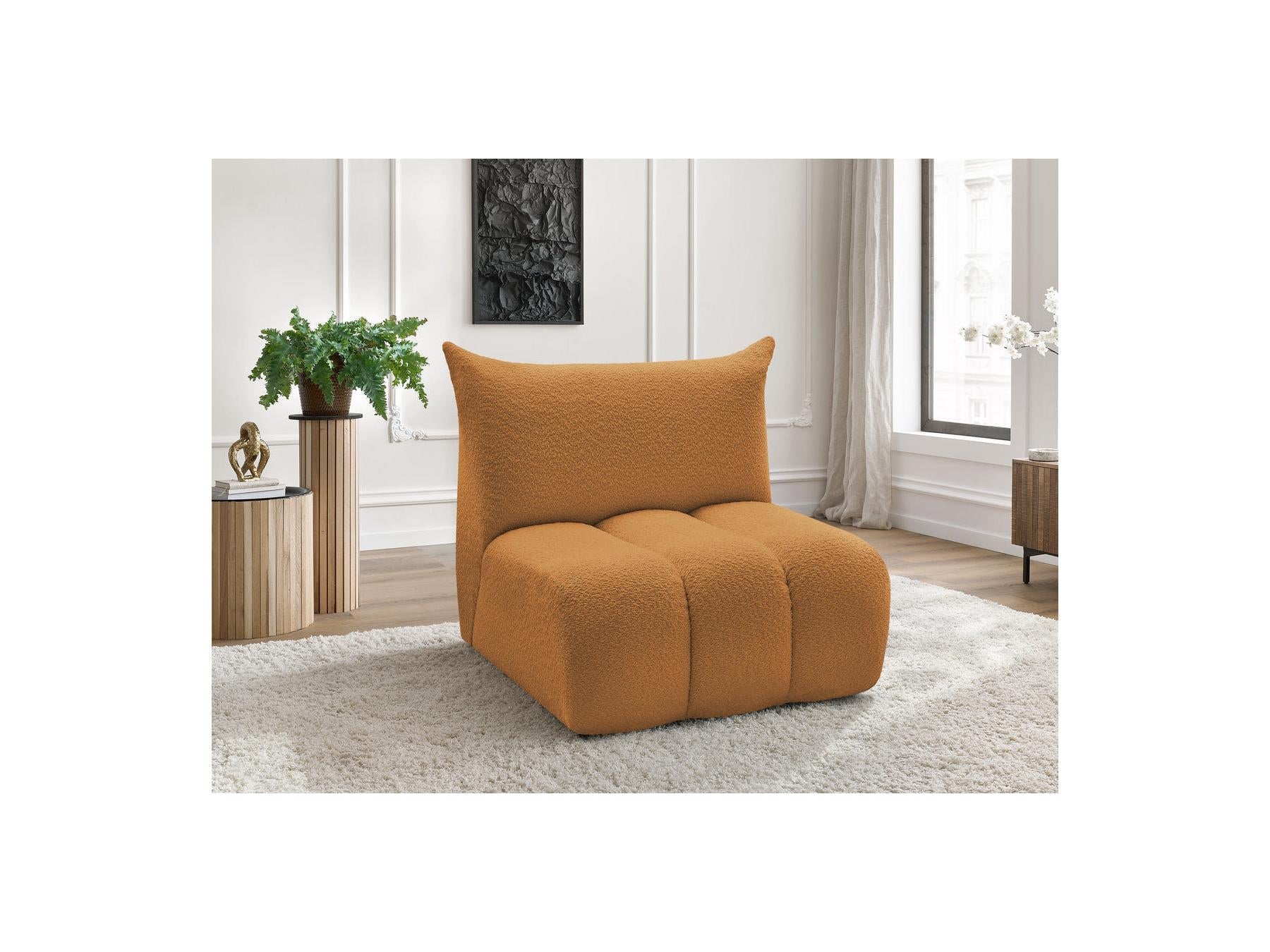 Azra - Chauffeuse 1 Place Sans Accoudoir Pour Canapé Modulable - Tissu Bouclette