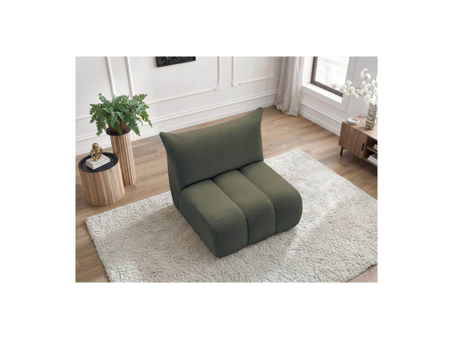 Azra - Chauffeuse 1 Place Sans Accoudoir Pour Canapé Modulable - Tissu Bouclette