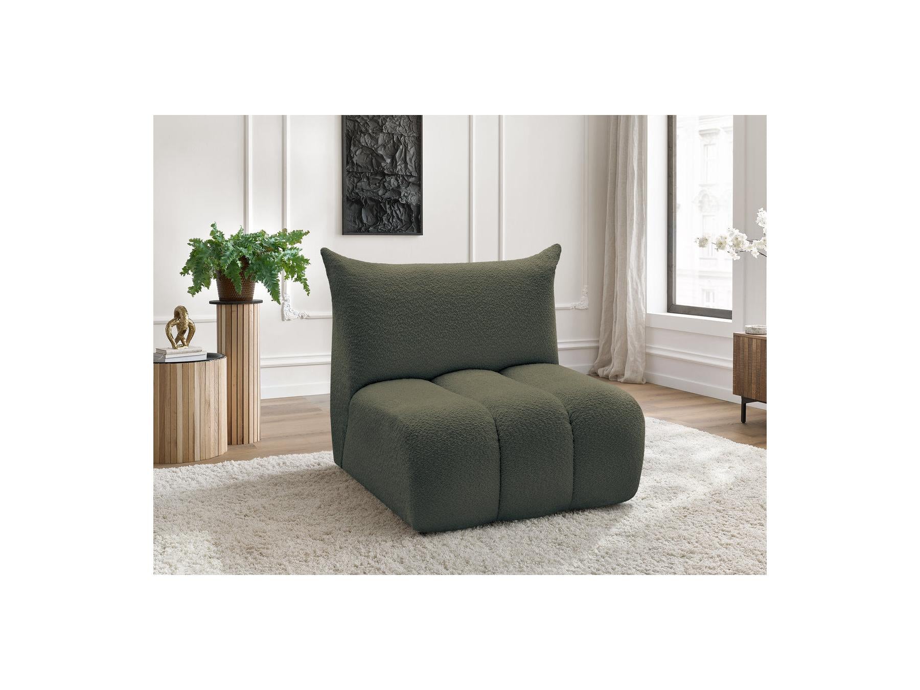 Azra - Chauffeuse 1 Place Sans Accoudoir Pour Canapé Modulable - Tissu Bouclette