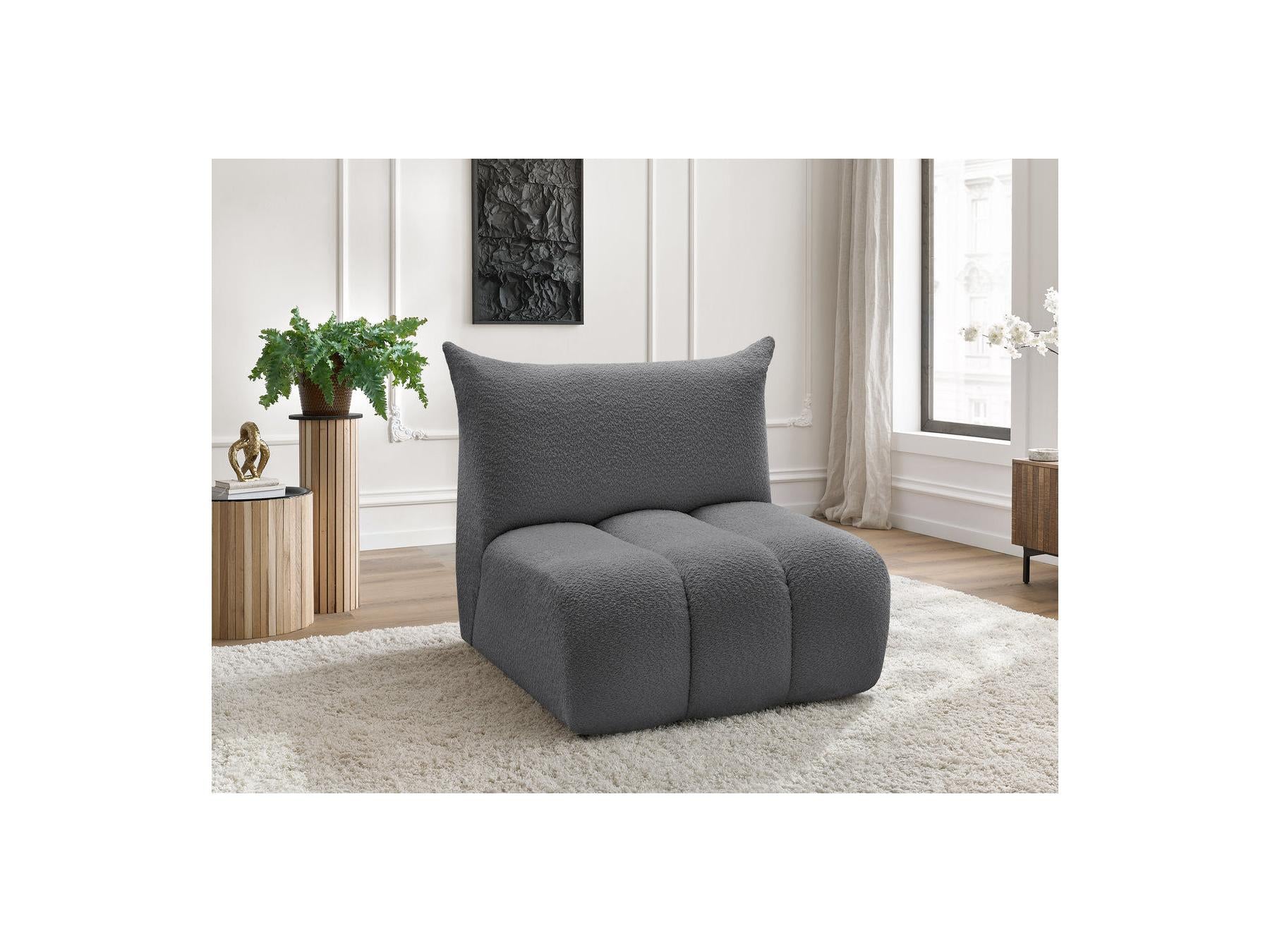 Azra - Chauffeuse 1 Place Sans Accoudoir Pour Canapé Modulable - Tissu Bouclette